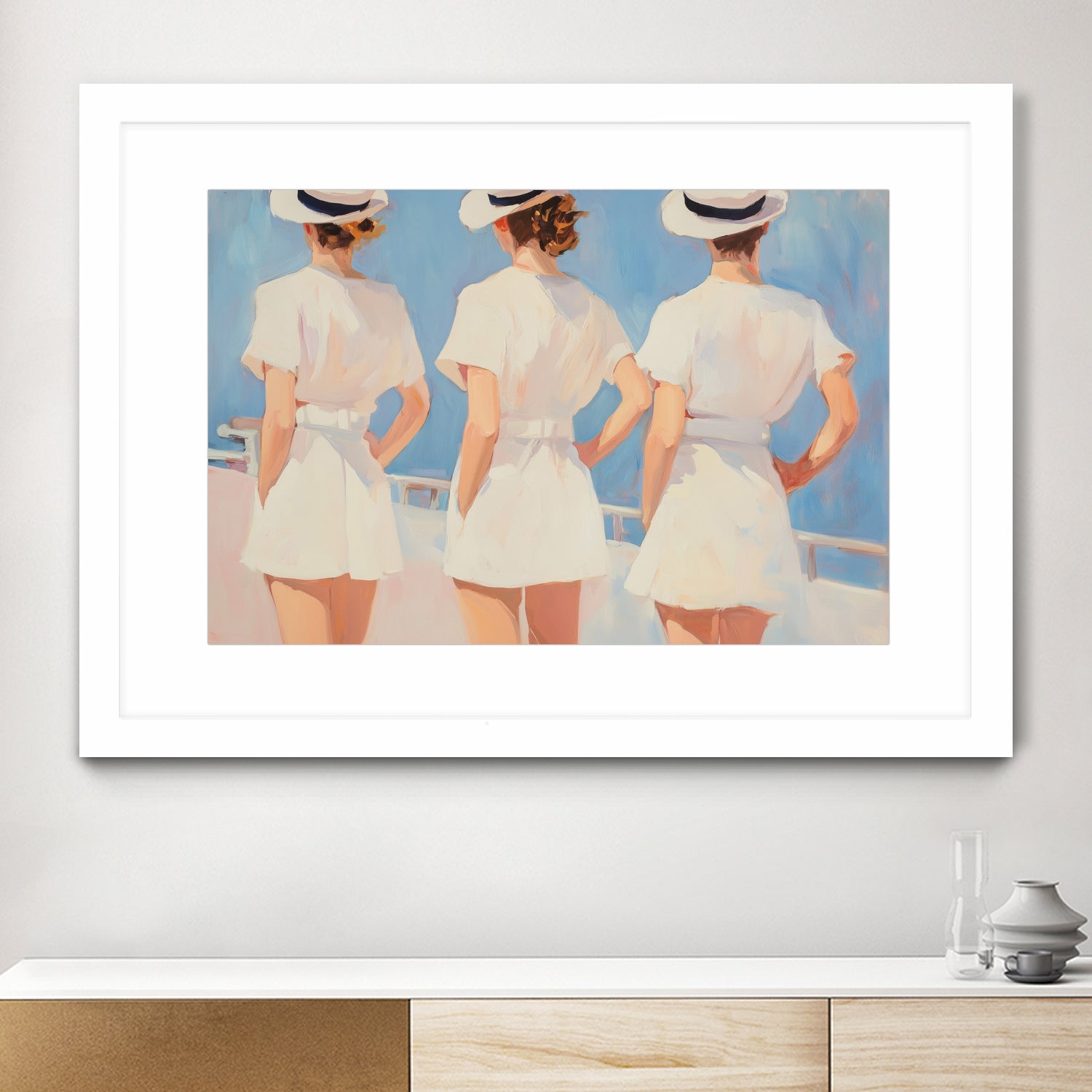 Retro Three Sailors by Melloi Art Prints on GIANT ART - woman paintings woman