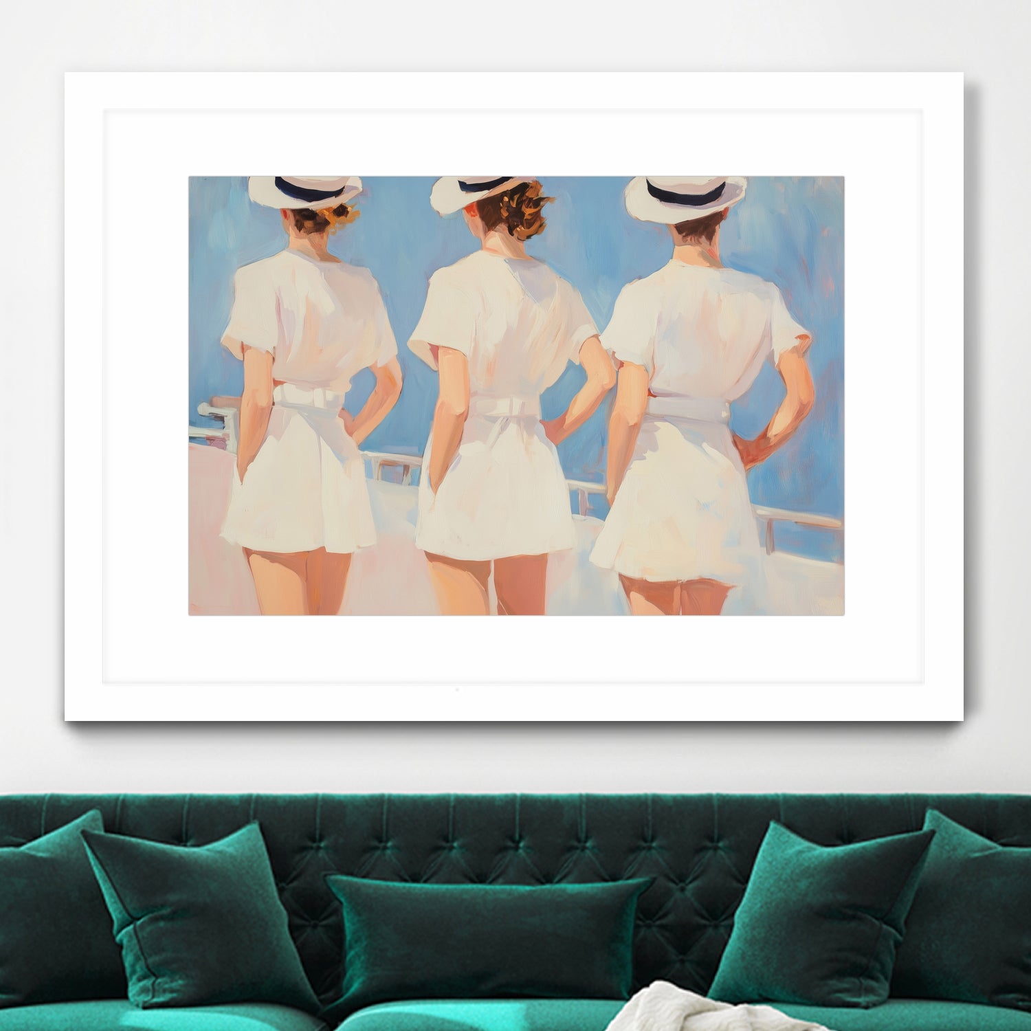 Retro Three Sailors by Melloi Art Prints on GIANT ART - woman paintings woman