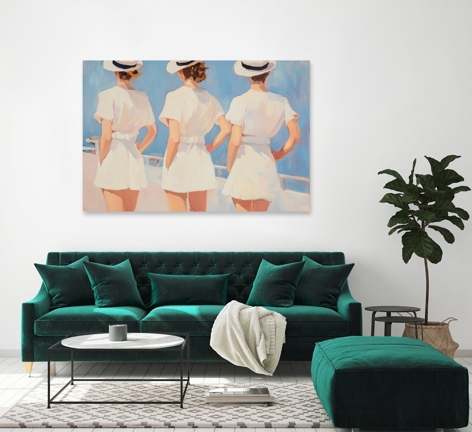 Retro Three Sailors by Melloi Art Prints on GIANT ART - woman paintings woman