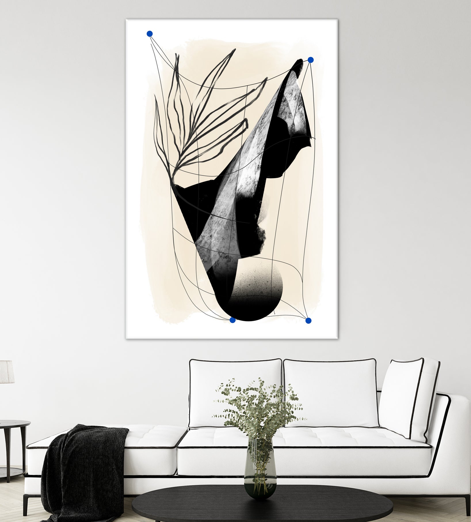 Which Came First by Jilli Darling on GIANT ART - abstract abstract, bold, white, grey, gray, calm, painting, print, wallart, wall art, energetic, colourful, graphic print, illustration, soft, brush strokes, cute, prints, home decor, beige, black, drawing