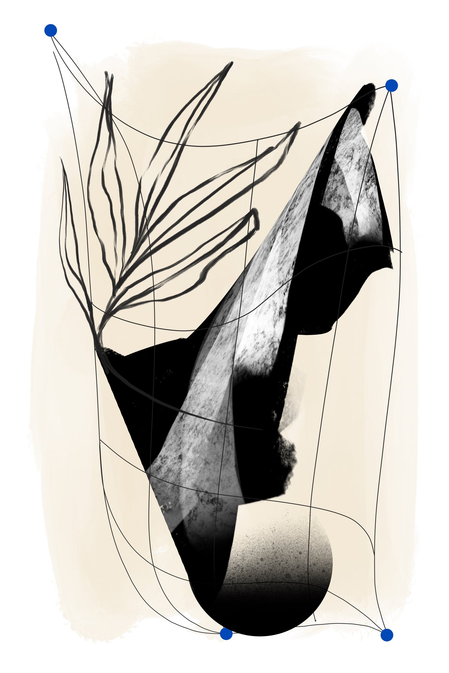 Which Came First by Jilli Darling on GIANT ART - abstract abstract, bold, white, grey, gray, calm, painting, print, wallart, wall art, energetic, colourful, graphic print, illustration, soft, brush strokes, cute, prints, home decor, beige, black, drawing