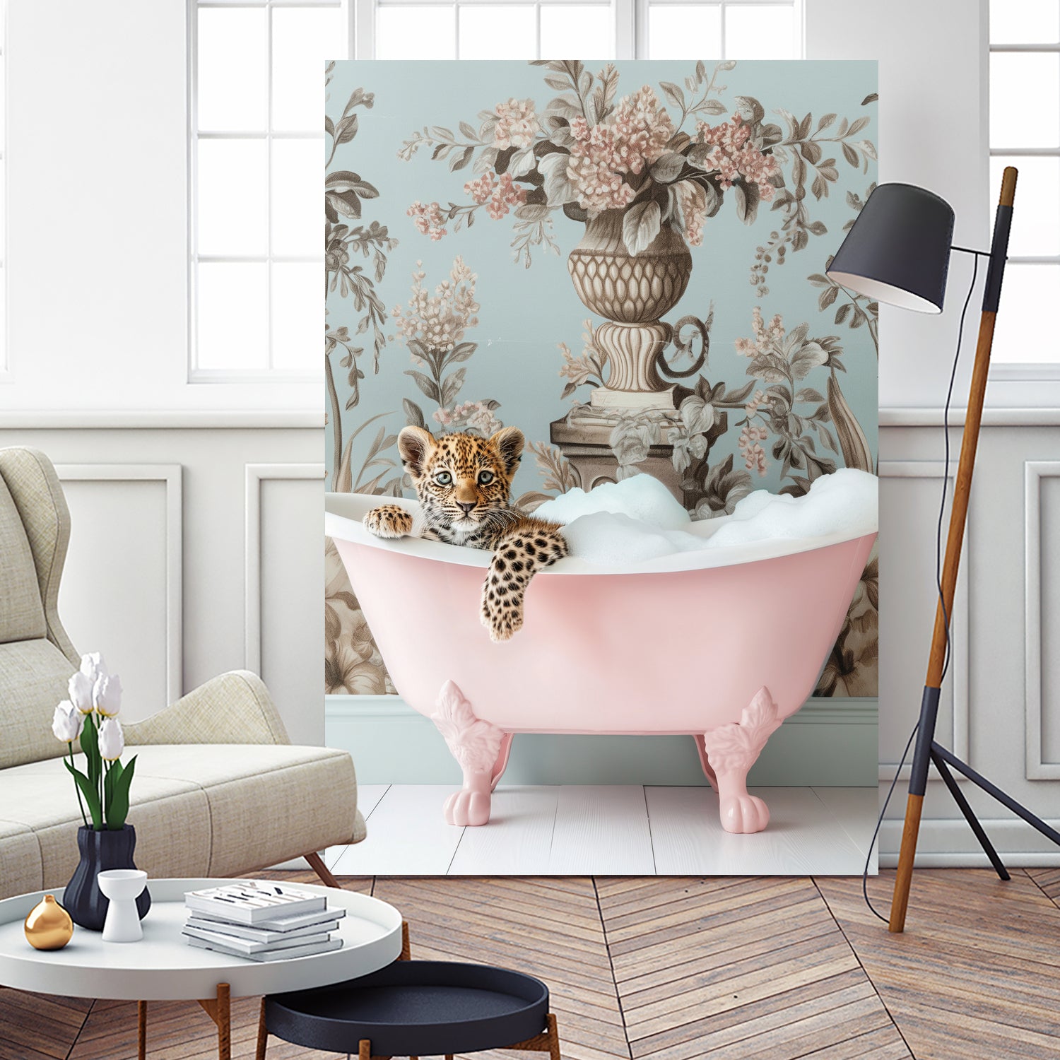 Leoparda Pink Bubble Bath by Niky Rahner on GIANT ART - botanical rahner