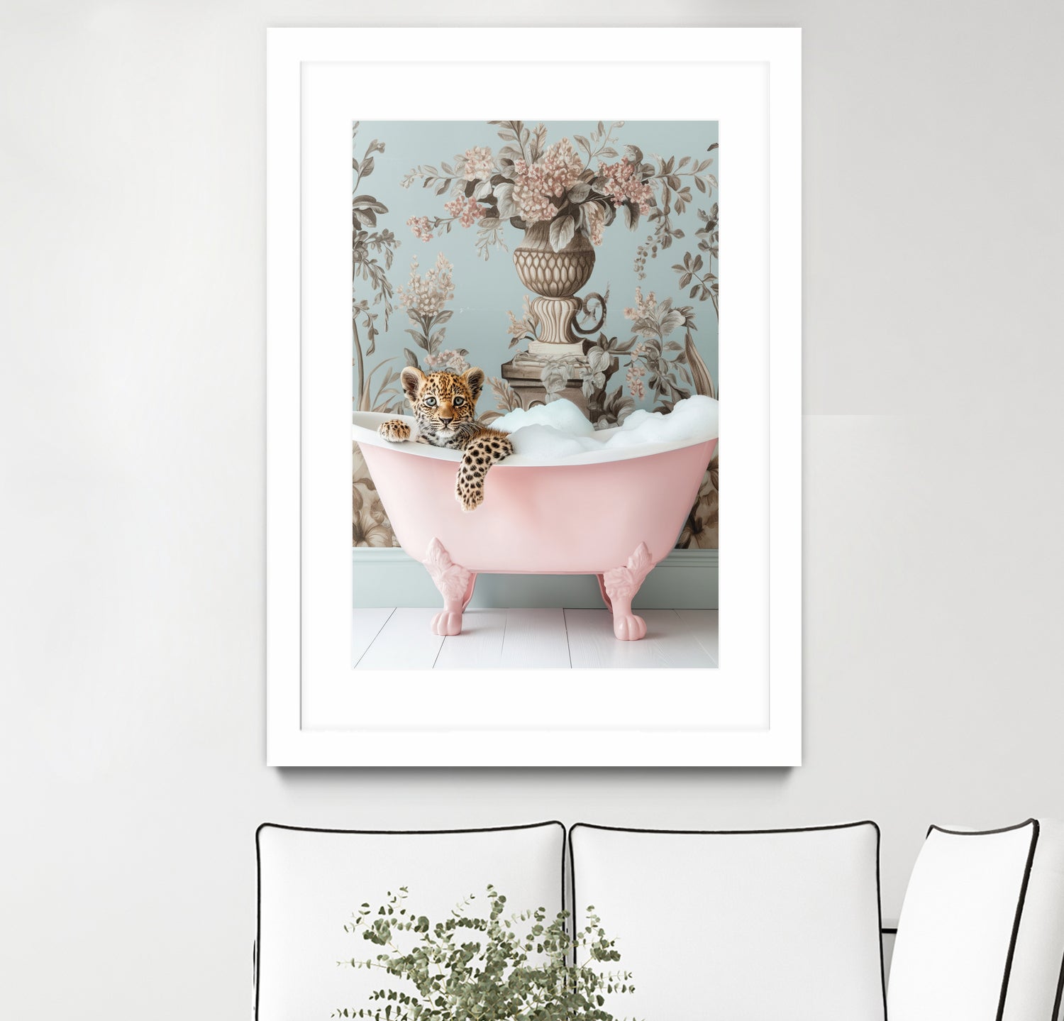 Leoparda Pink Bubble Bath by Niky Rahner on GIANT ART - botanical rahner