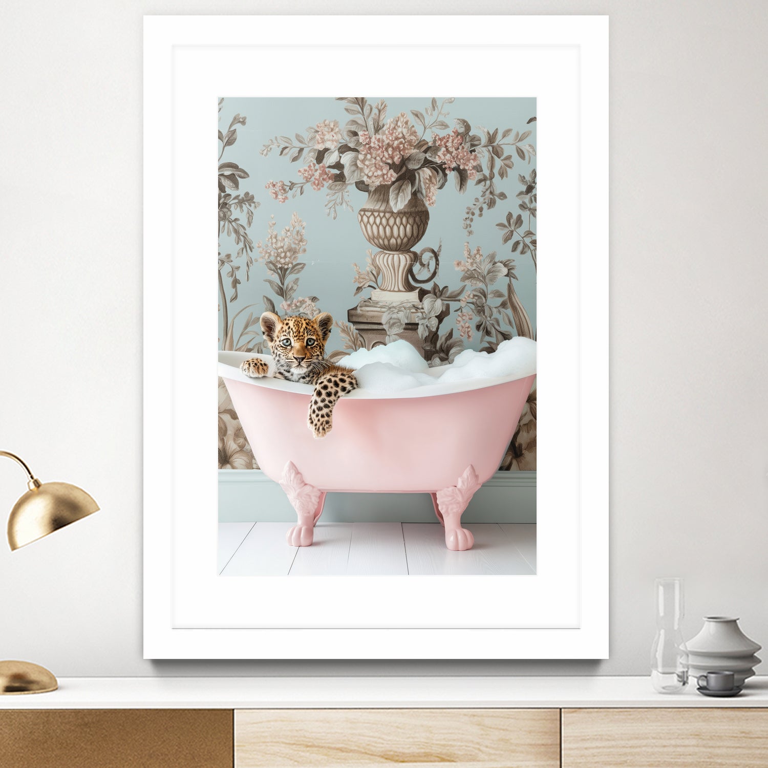 Leoparda Pink Bubble Bath by Niky Rahner on GIANT ART - botanical rahner