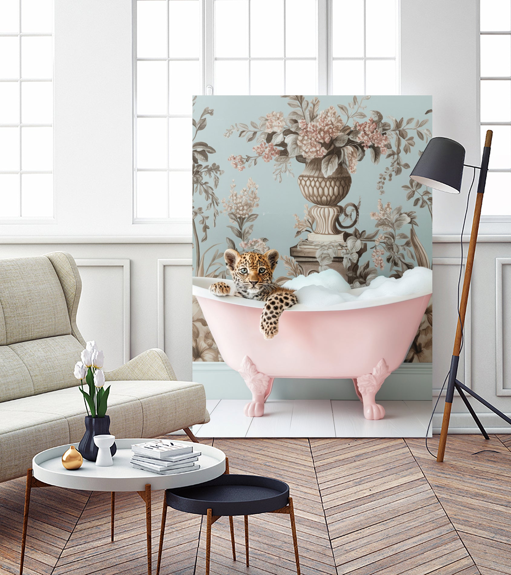 Leoparda Pink Bubble Bath by Niky Rahner on GIANT ART - botanical rahner