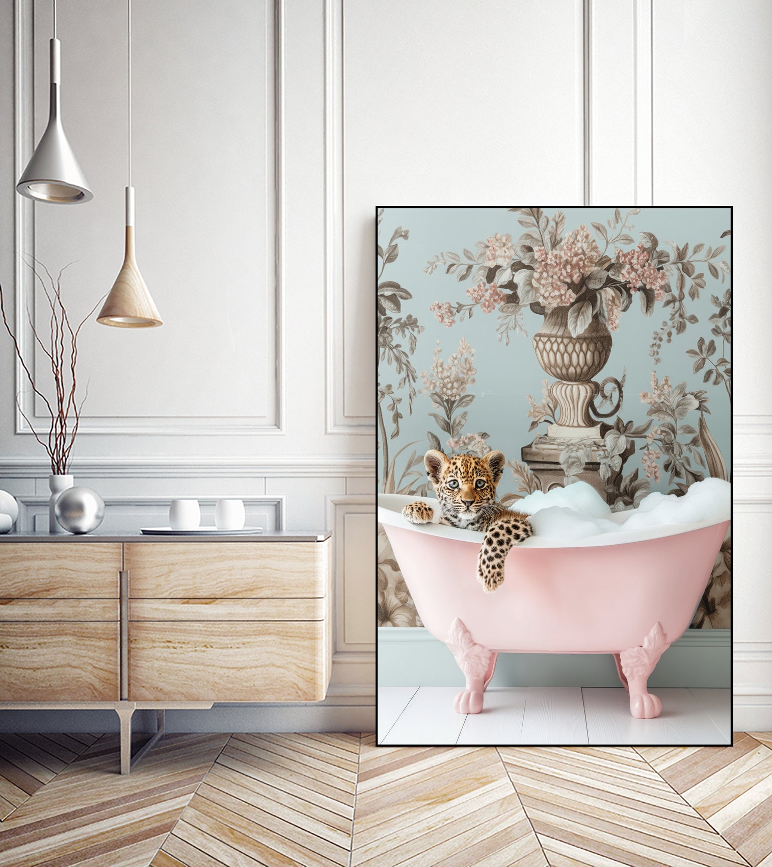 Leoparda Pink Bubble Bath by Niky Rahner on GIANT ART - botanical rahner