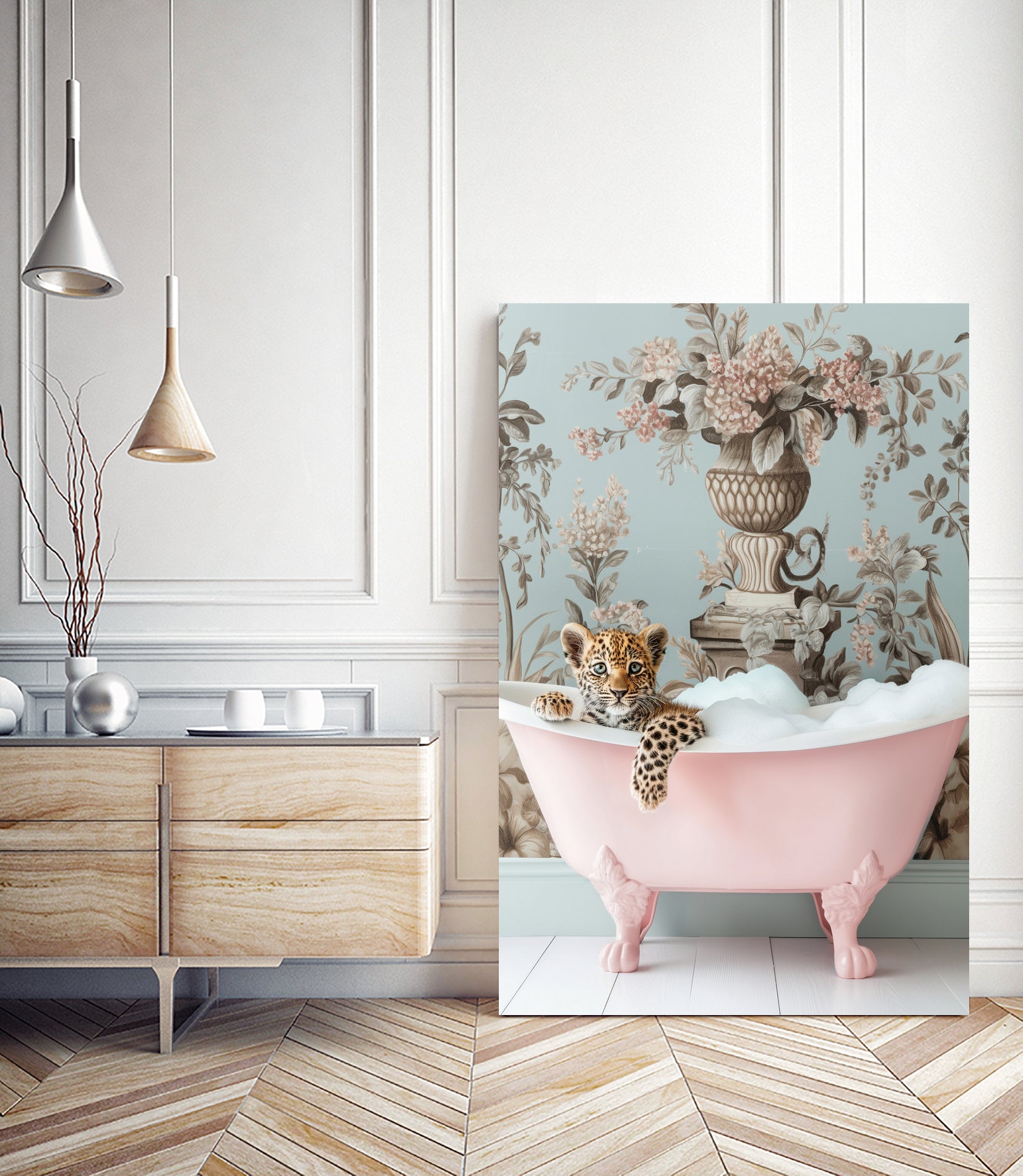 Leoparda Pink Bubble Bath by Niky Rahner on GIANT ART - botanical rahner