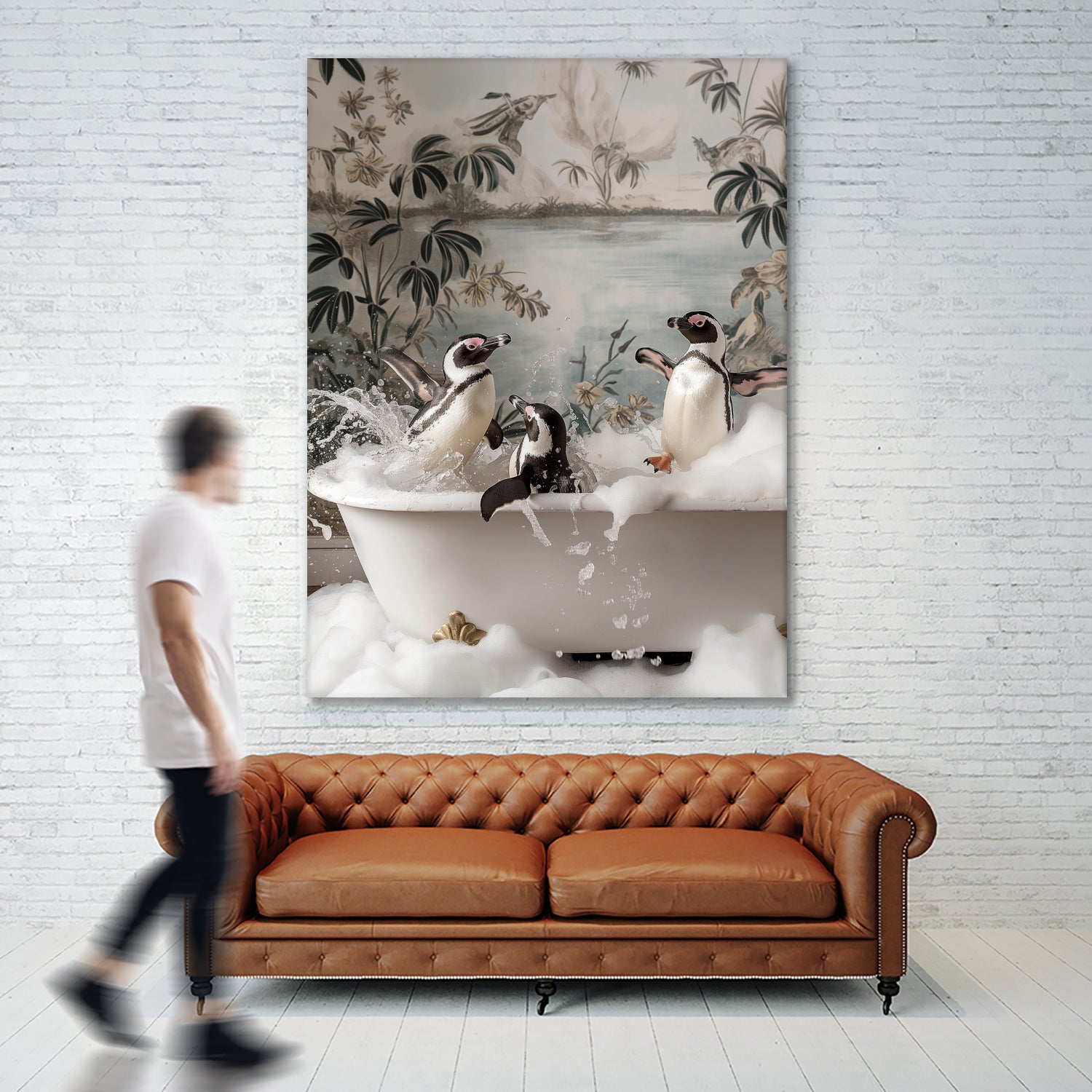 Penguin Splash Party by Niky Rahner on GIANT ART - botanical rahner