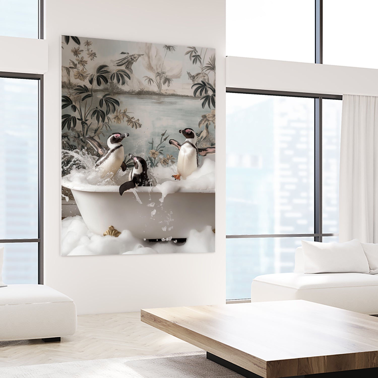 Penguin Splash Party by Niky Rahner on GIANT ART - botanical rahner