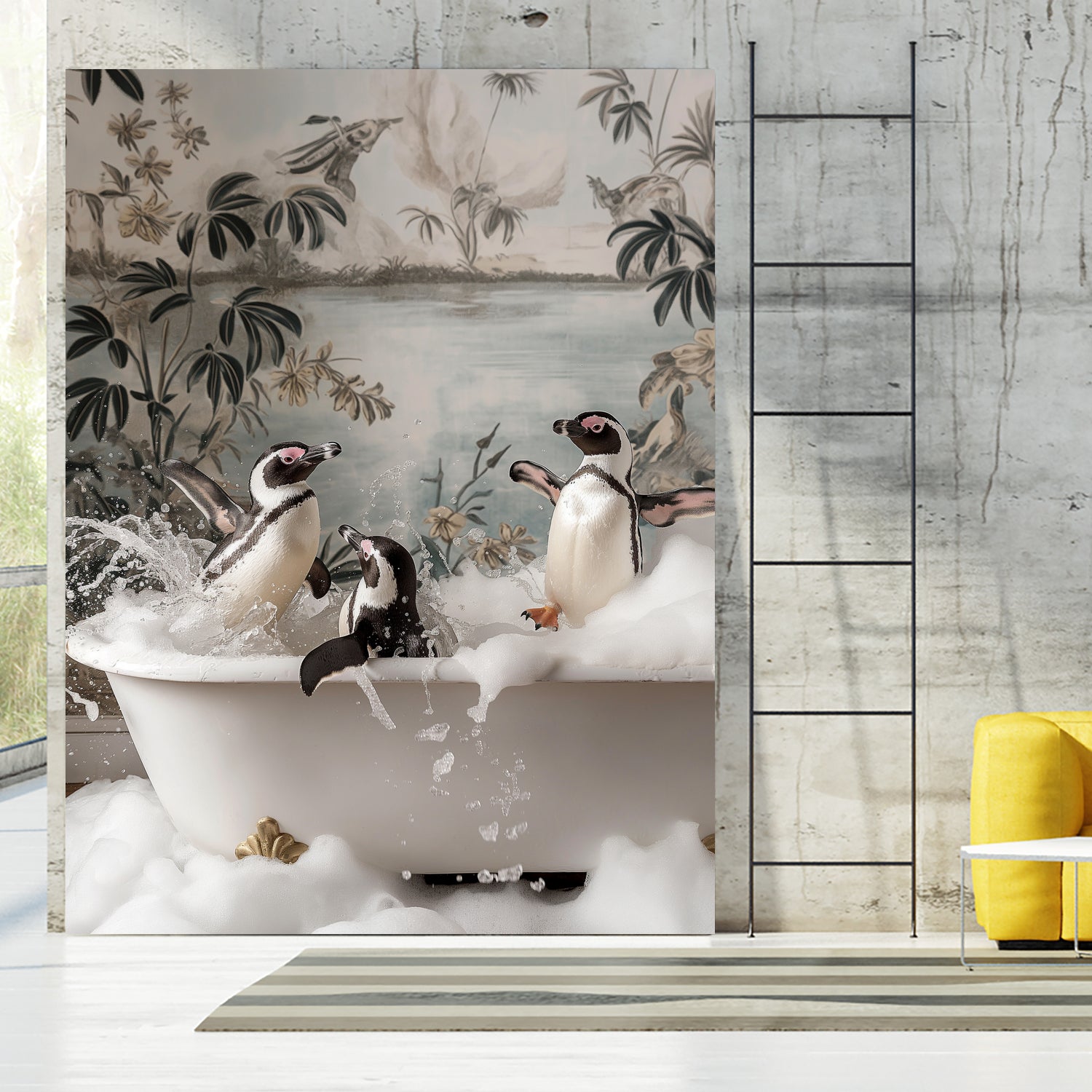 Penguin Splash Party by Niky Rahner on GIANT ART - botanical rahner