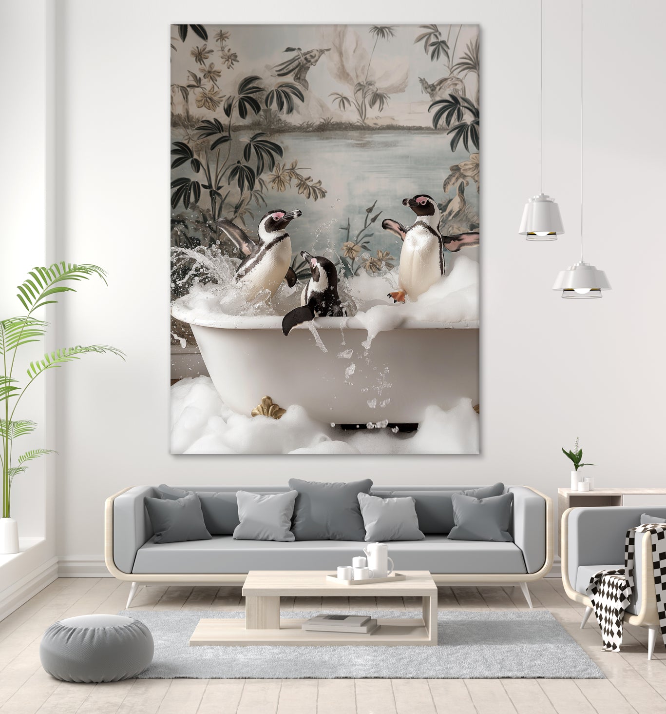 Penguin Splash Party by Niky Rahner on GIANT ART - botanical rahner