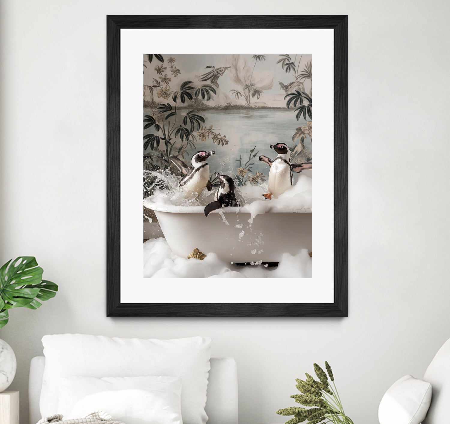 Penguin Splash Party by Niky Rahner on GIANT ART - botanical rahner