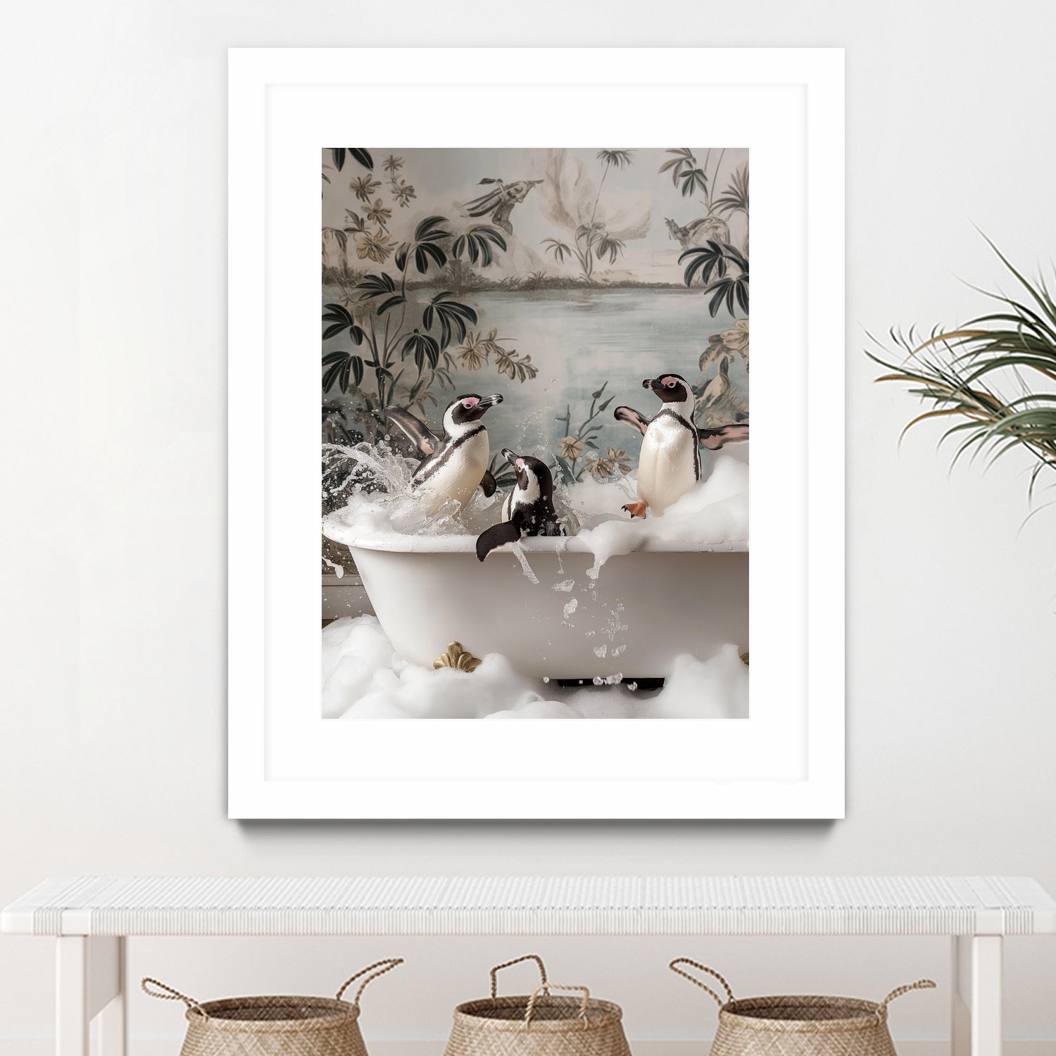 Penguin Splash Party by Niky Rahner on GIANT ART - botanical rahner