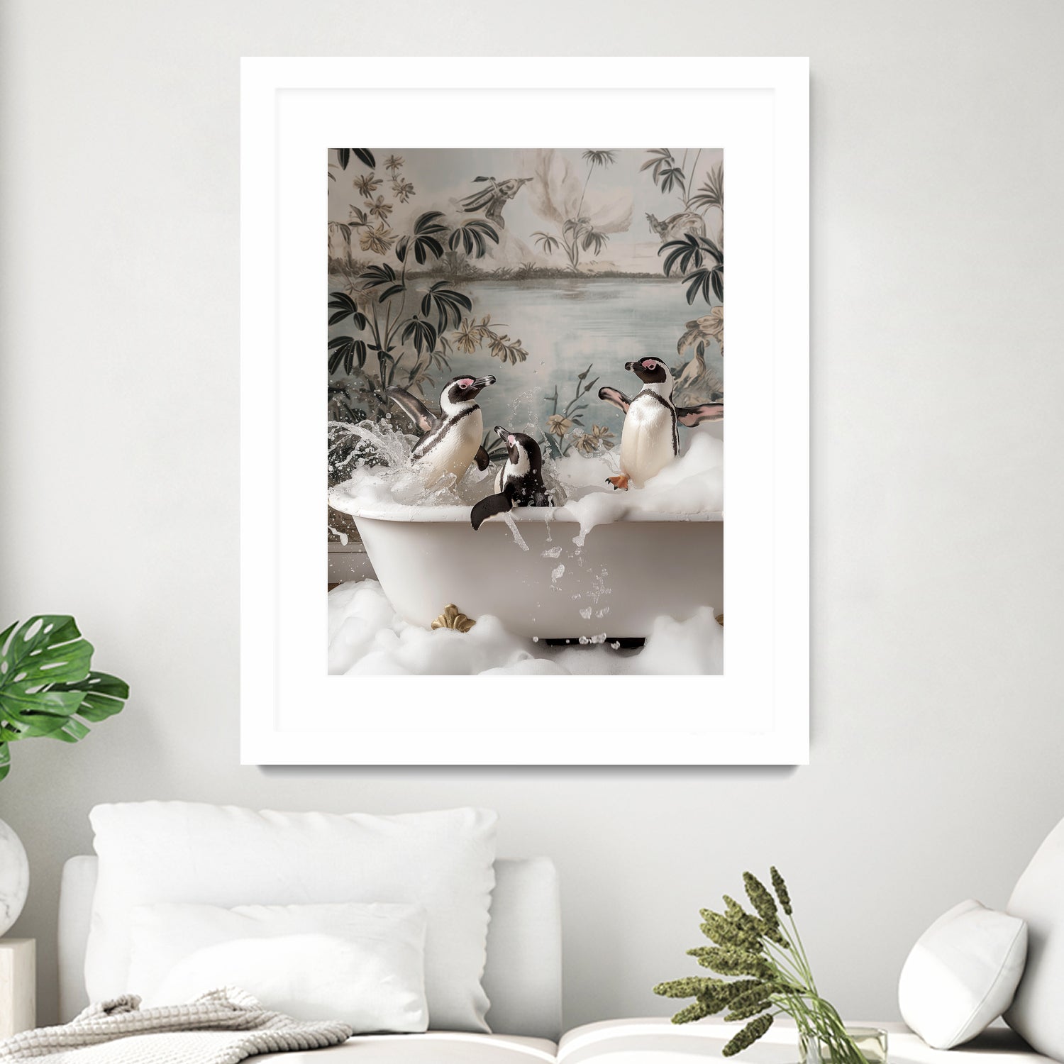 Penguin Splash Party by Niky Rahner on GIANT ART - botanical rahner