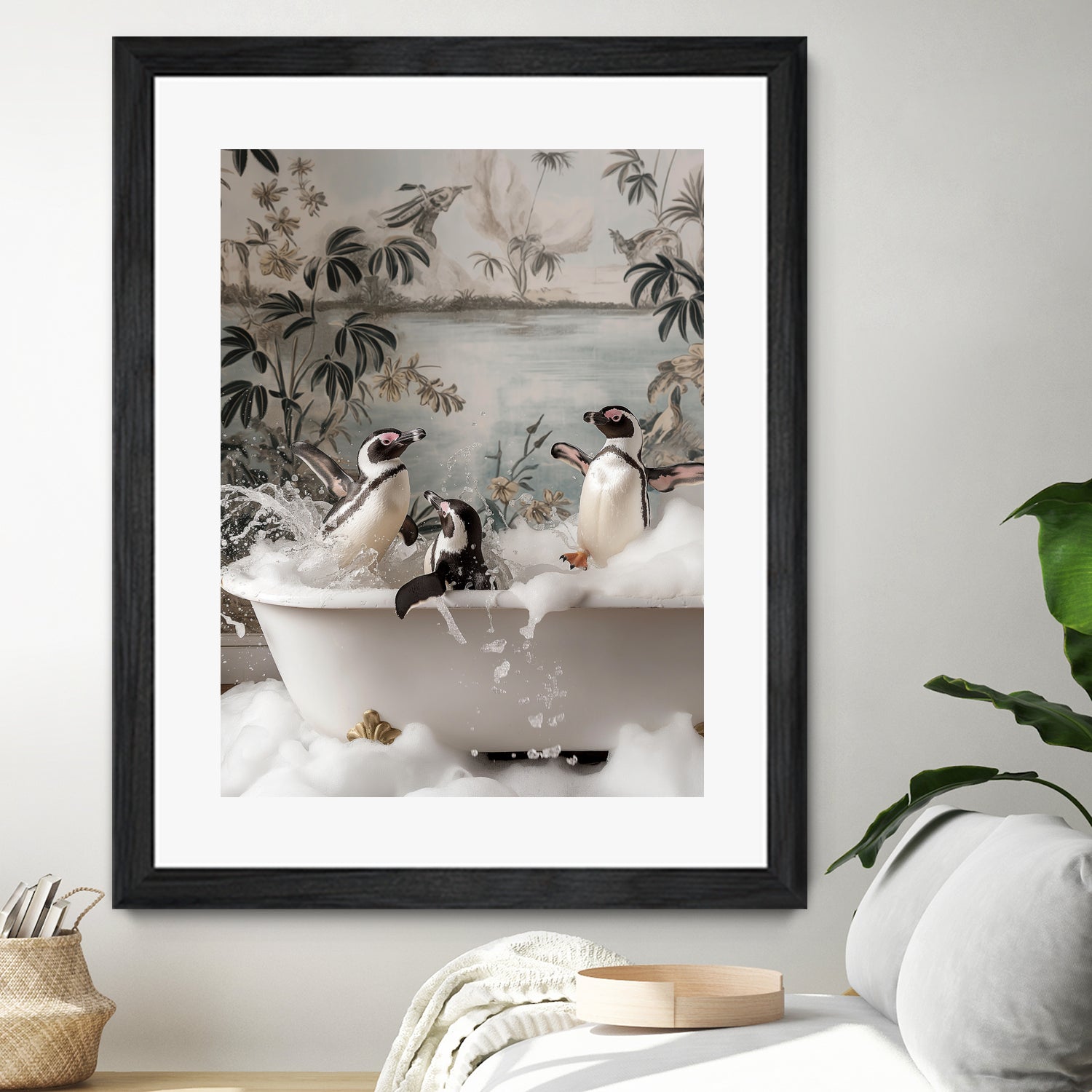 Penguin Splash Party by Niky Rahner on GIANT ART - botanical rahner