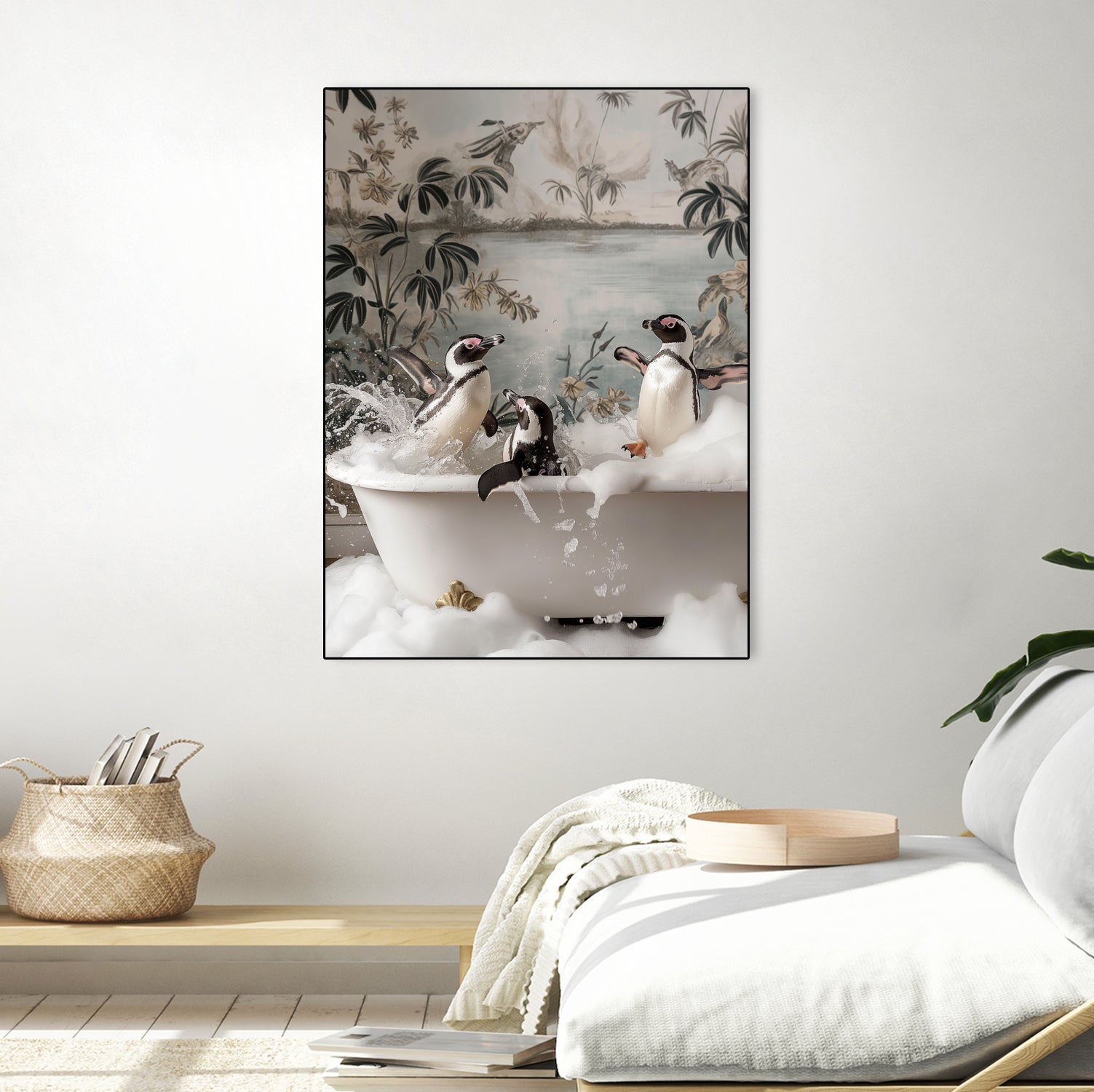 Penguin Splash Party by Niky Rahner on GIANT ART - botanical rahner