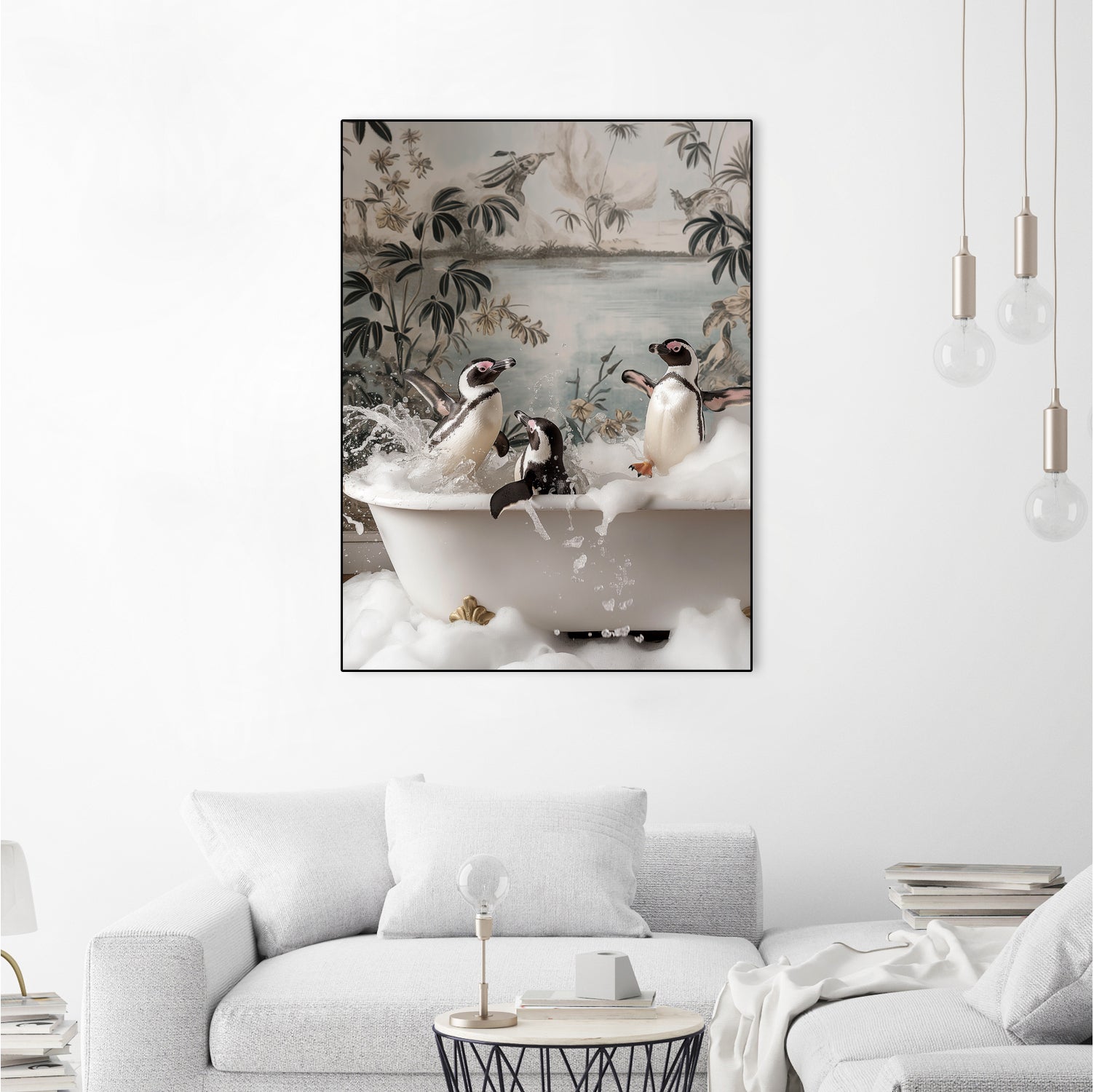 Penguin Splash Party by Niky Rahner on GIANT ART - botanical rahner