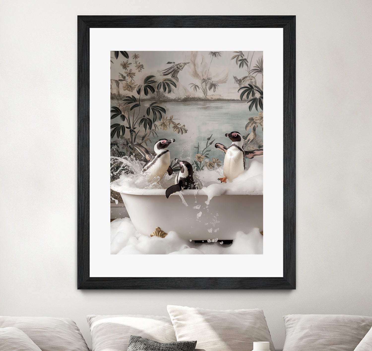 Penguin Splash Party by Niky Rahner on GIANT ART - botanical rahner