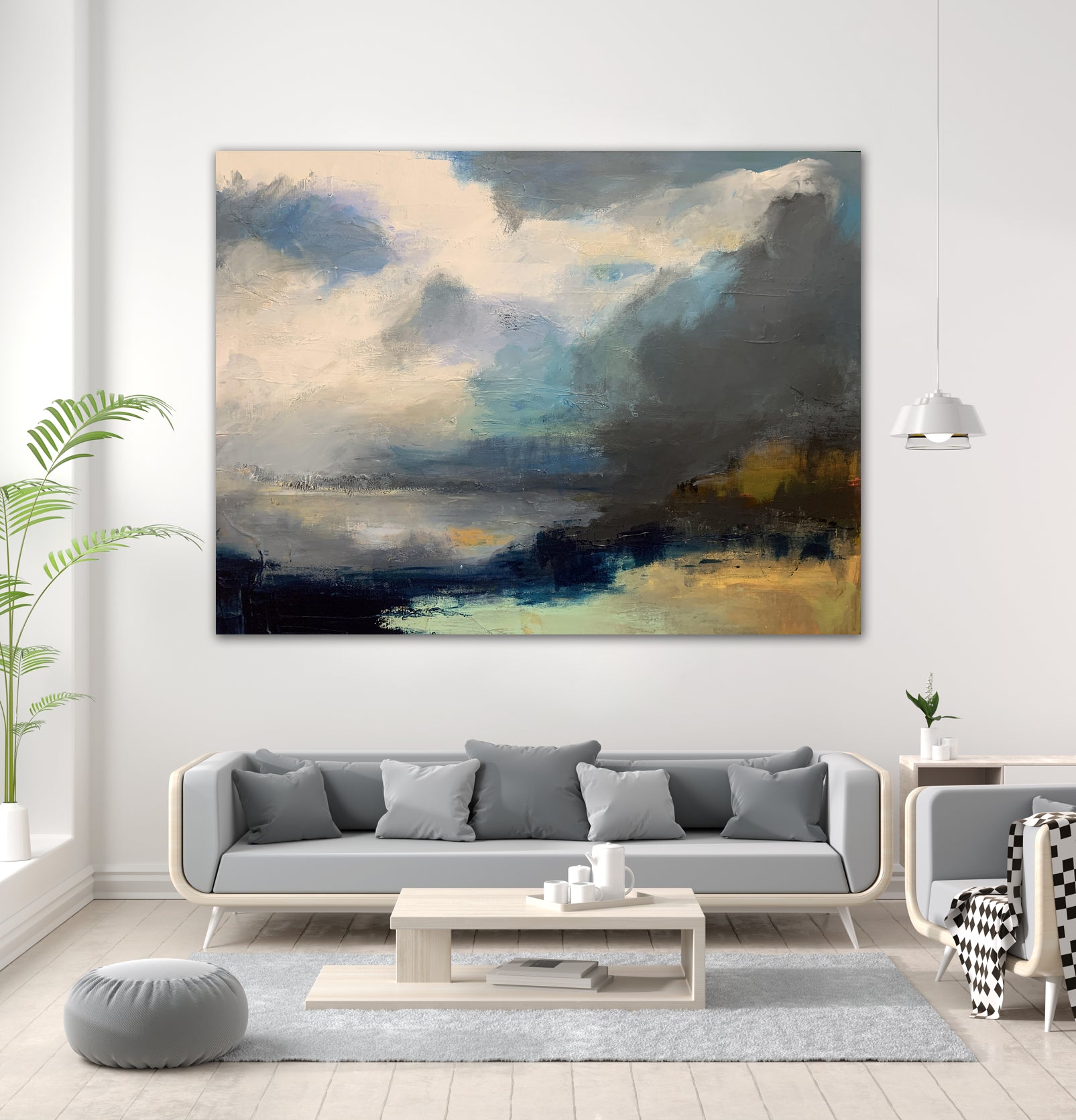 Dramatic Cloudy Sky Over a Serene Seascape by Anna-Karin Bergius on GIANT ART - abstract landscape painting nature and landscapes abstract landscape painting