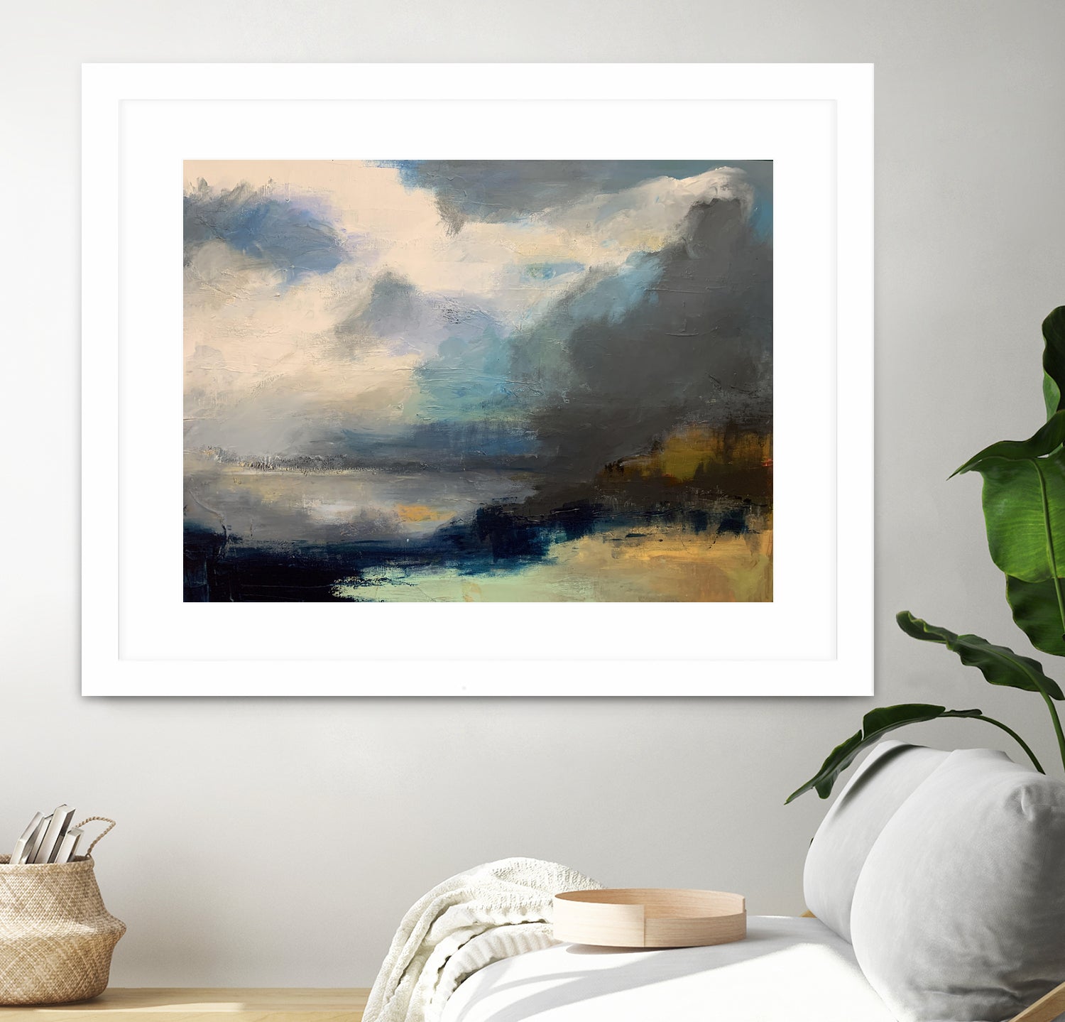 Dramatic Cloudy Sky Over a Serene Seascape by Anna-Karin Bergius on GIANT ART - abstract landscape painting nature and landscapes abstract landscape painting