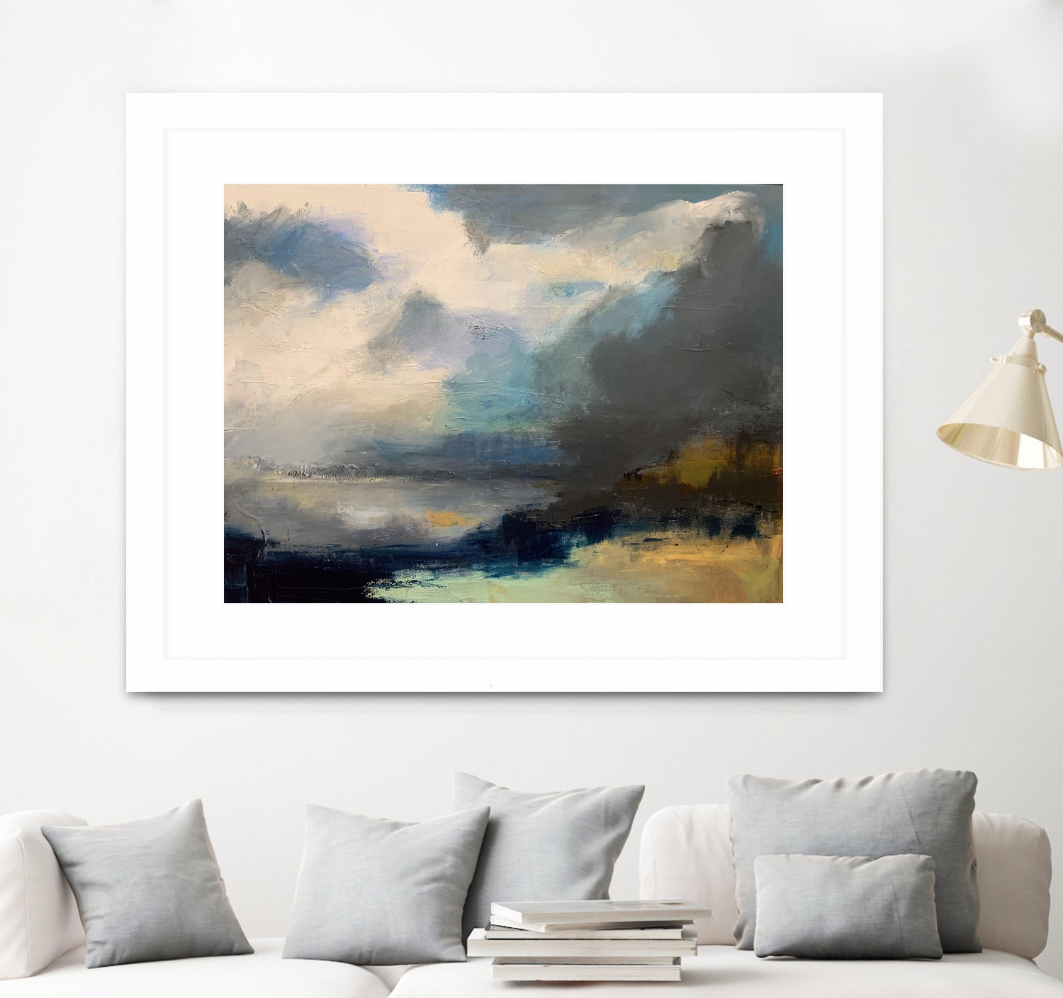 Dramatic Cloudy Sky Over a Serene Seascape by Anna-Karin Bergius on GIANT ART - abstract landscape painting nature and landscapes abstract landscape painting