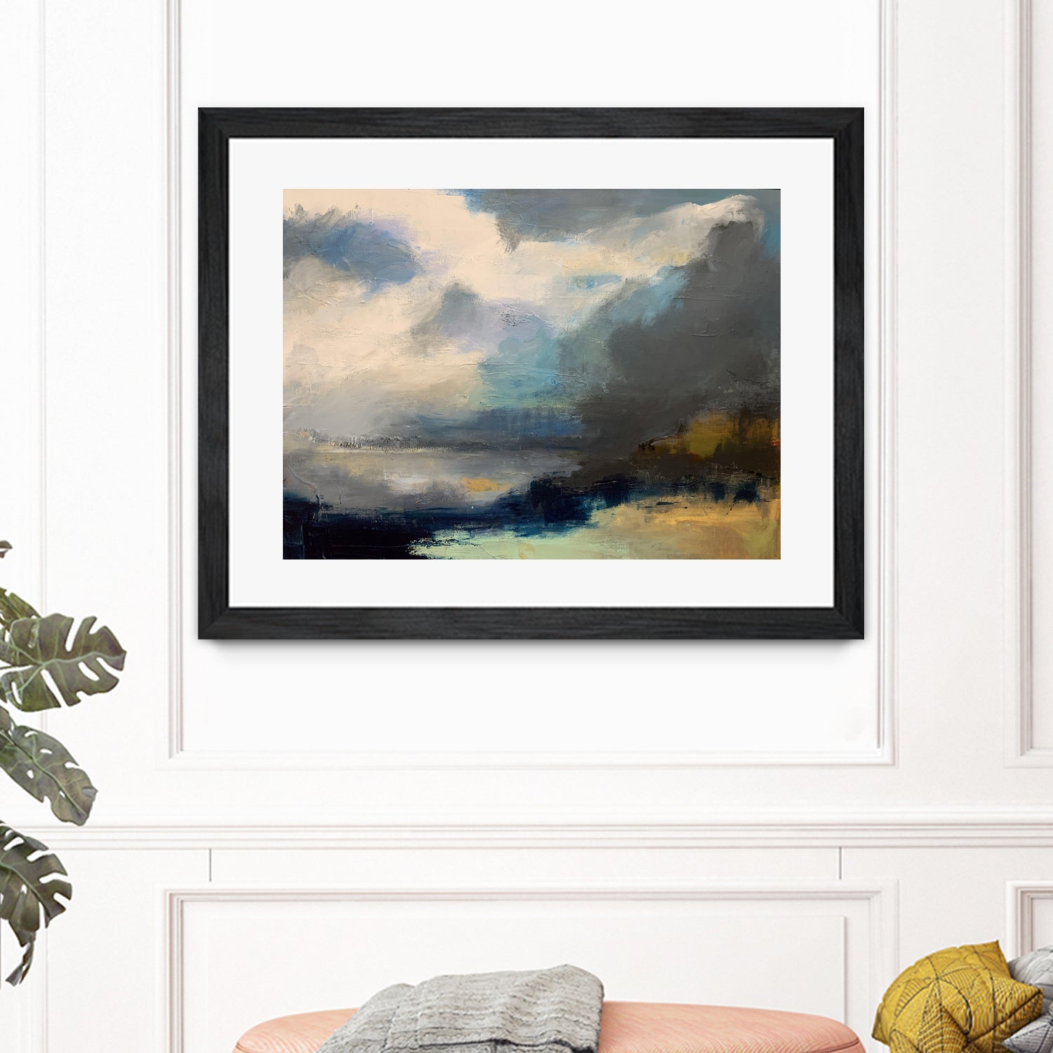 Dramatic Cloudy Sky Over a Serene Seascape by Anna-Karin Bergius on GIANT ART - abstract landscape painting nature and landscapes abstract landscape painting