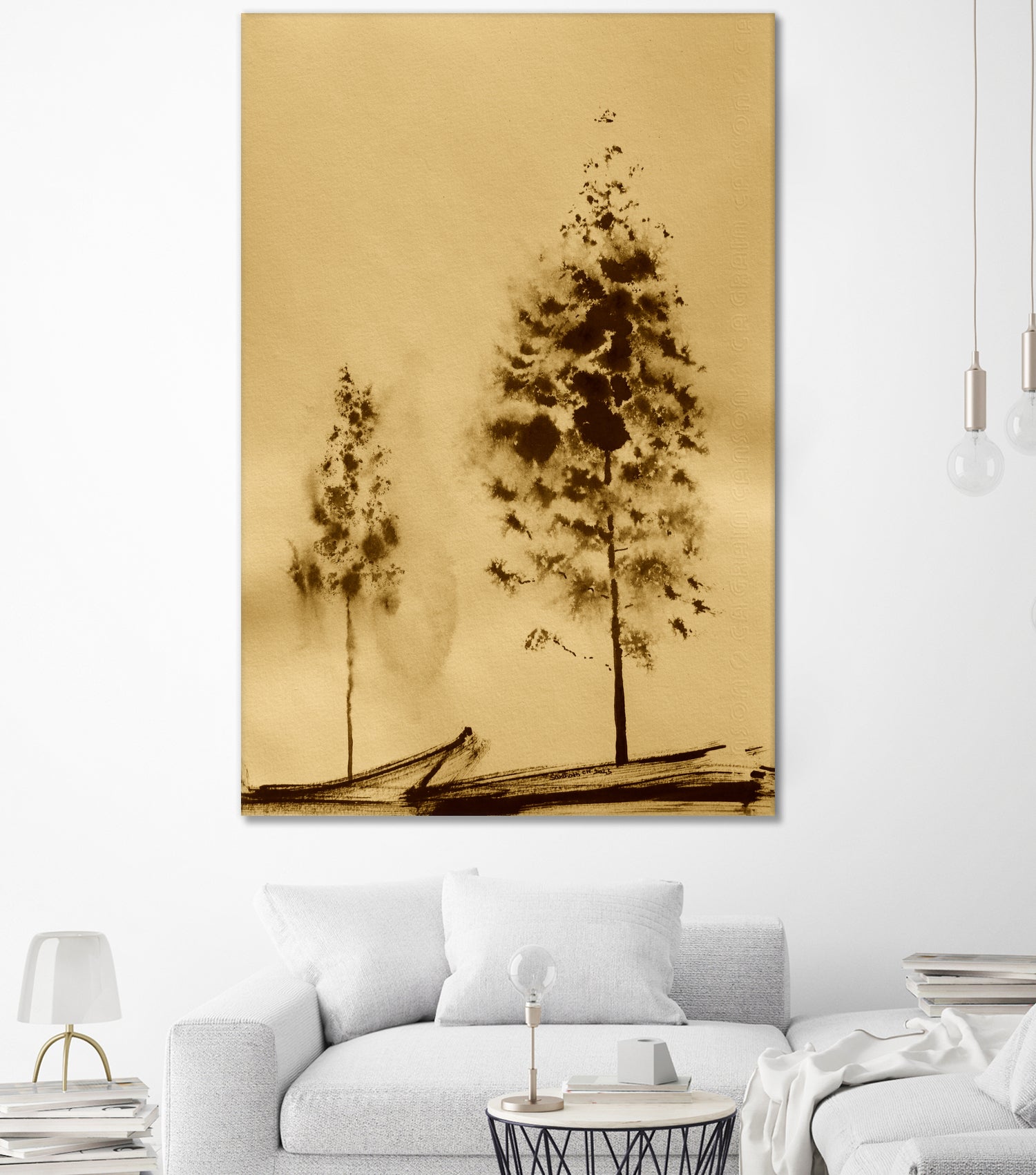 Two Trees Capturing Simplicity And Nature by Santhosh ch on GIANT ART - 14071 illustration