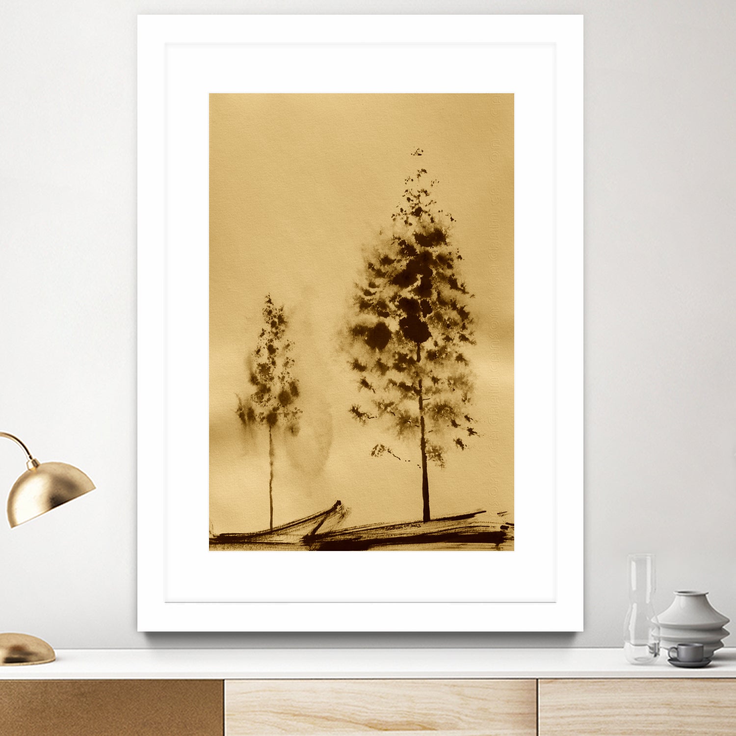 Two Trees Capturing Simplicity And Nature by Santhosh ch on GIANT ART - 14071 illustration