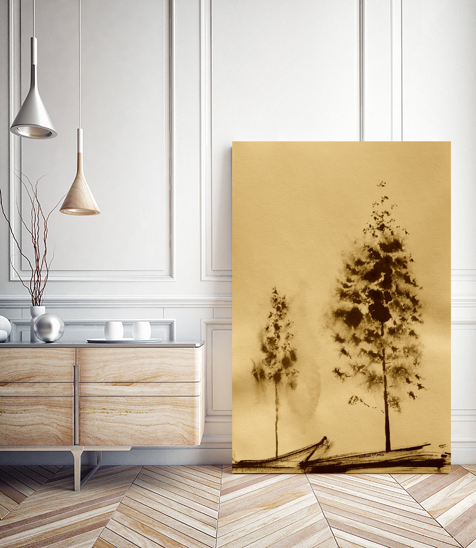 Two Trees Capturing Simplicity And Nature by Santhosh ch on GIANT ART - 14071 illustration