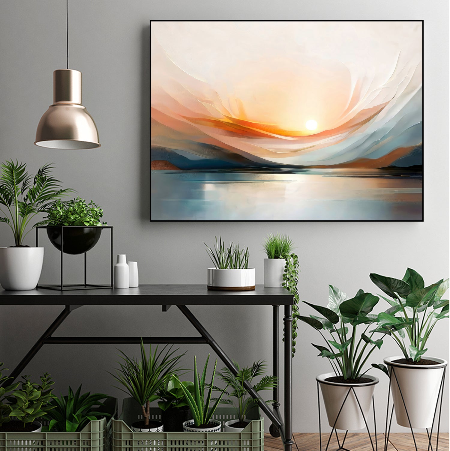 Sunset Over A Calm Body Of Water by Alpenglow Workshop on GIANT ART - abstract abstract sunset