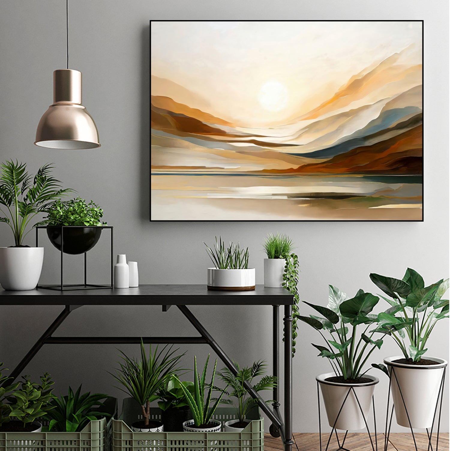 Sunset Through Misty Peaks by Alpenglow Workshop on GIANT ART - abstract abstract landscape