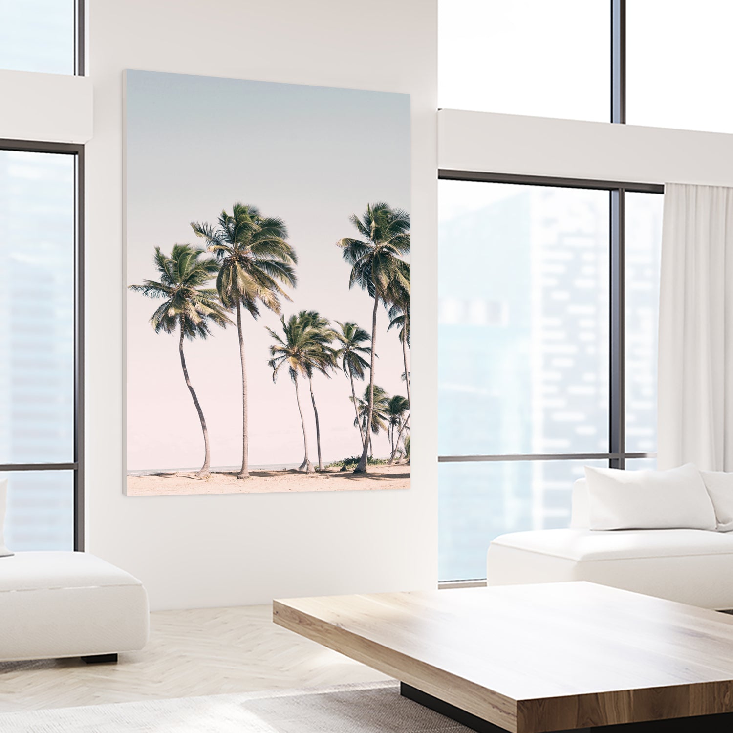 Blush Tropical Trees by Kathrin Pienaar on GIANT ART - palm trees palm trees