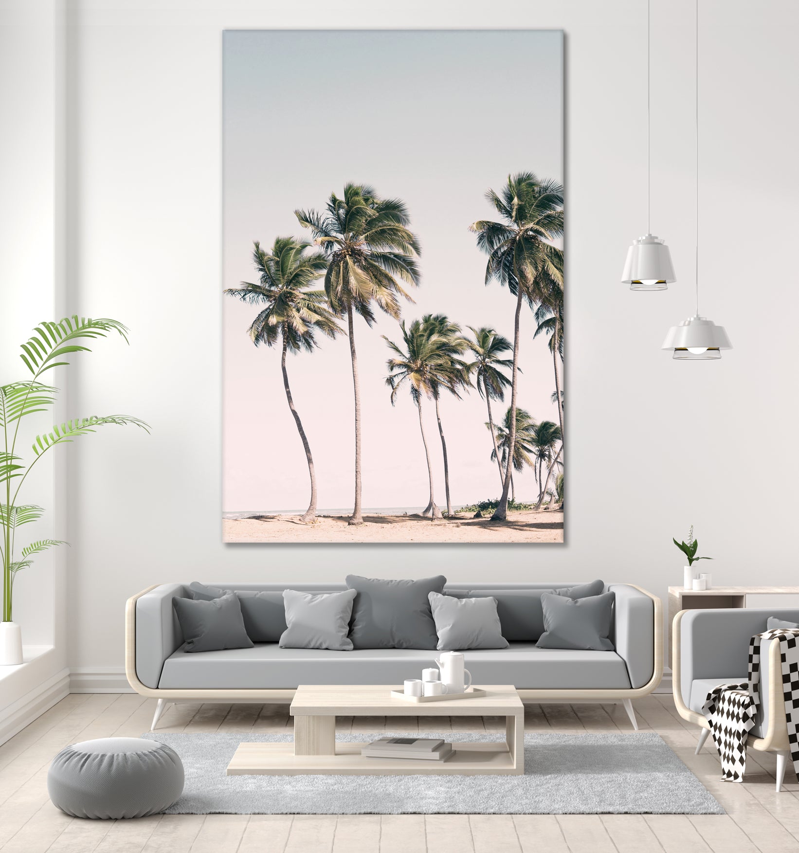 Blush Tropical Trees by Kathrin Pienaar on GIANT ART - palm trees palm trees