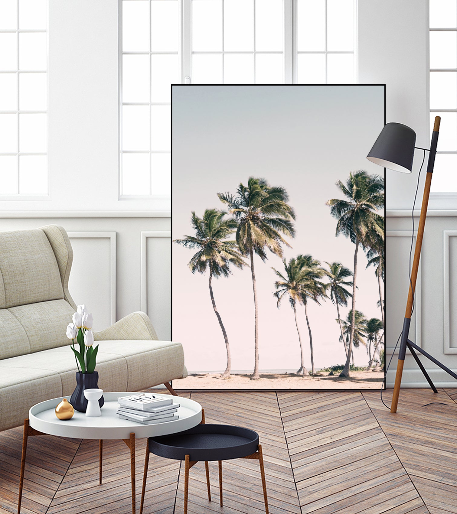 Blush Tropical Trees by Kathrin Pienaar on GIANT ART - palm trees palm trees