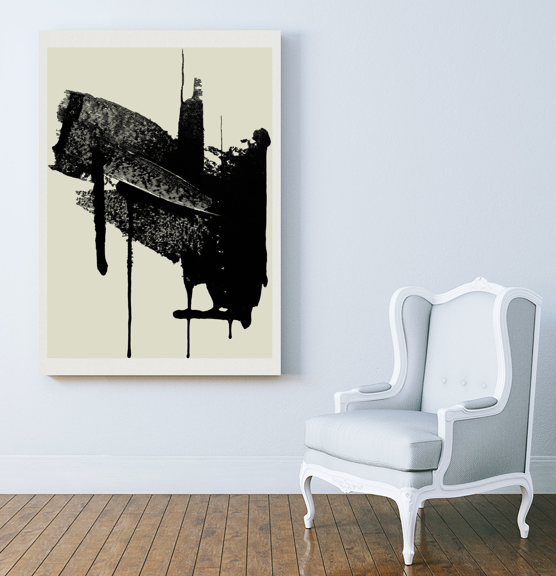 Abstract Brushstrokes in Black and Cream by cartissi on GIANT ART - abstract art abstract abstract art
