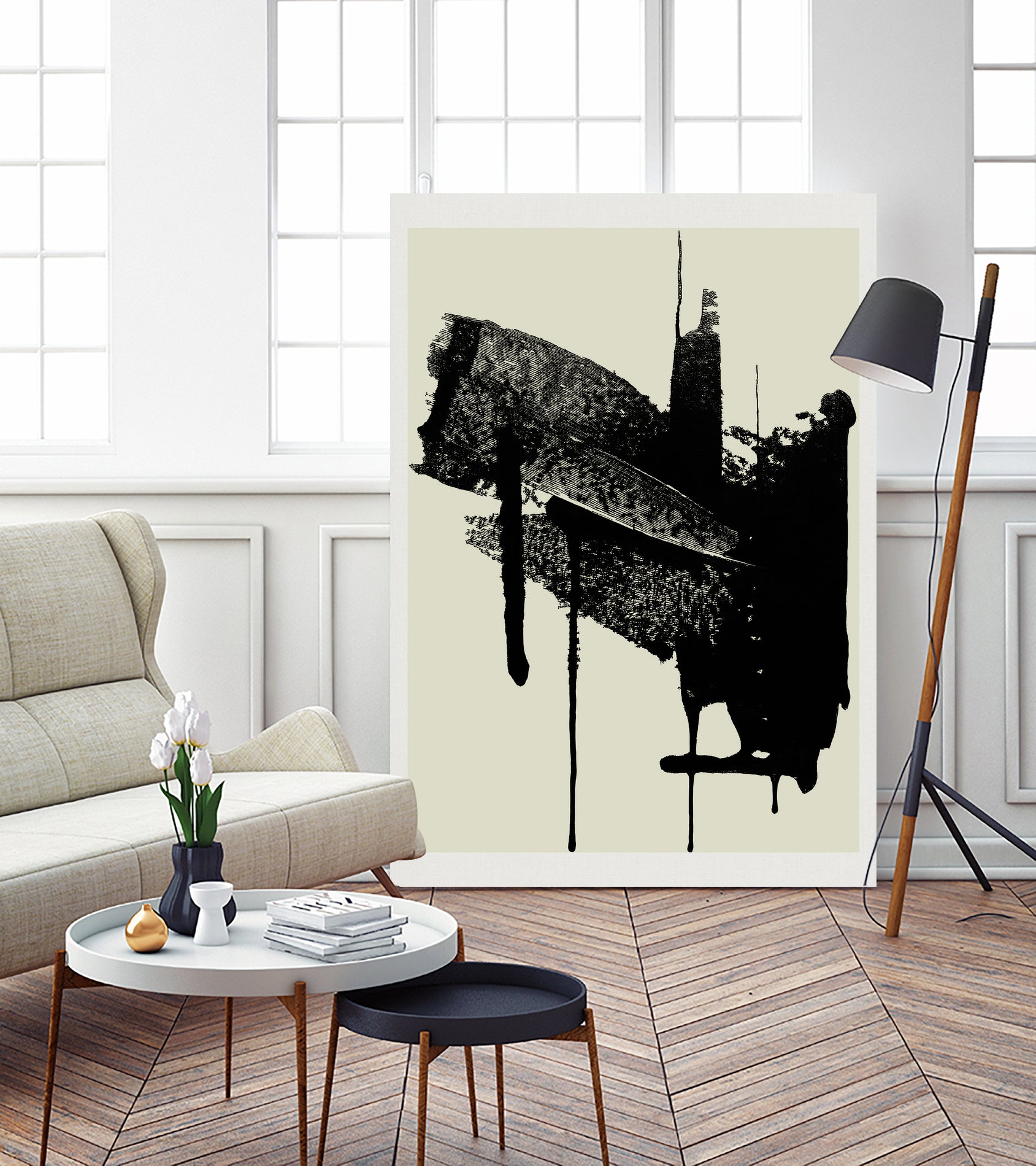 Abstract Brushstrokes in Black and Cream by cartissi on GIANT ART - abstract art abstract abstract art