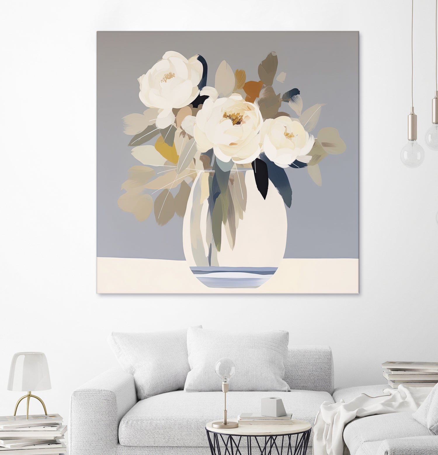 Peonies in a Glass Vase by Bella Eve on GIANT ART - flowers and plants modern floral art