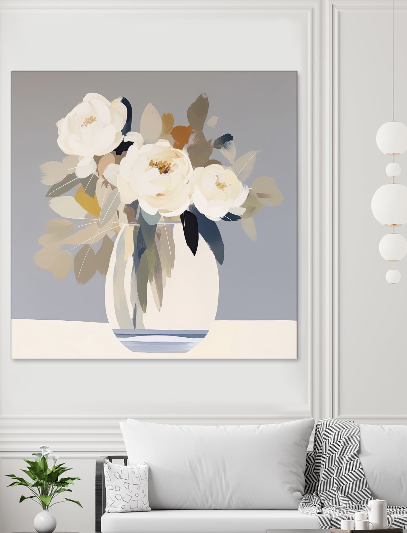 Peonies in a Glass Vase by Bella Eve on GIANT ART - flowers and plants modern floral art