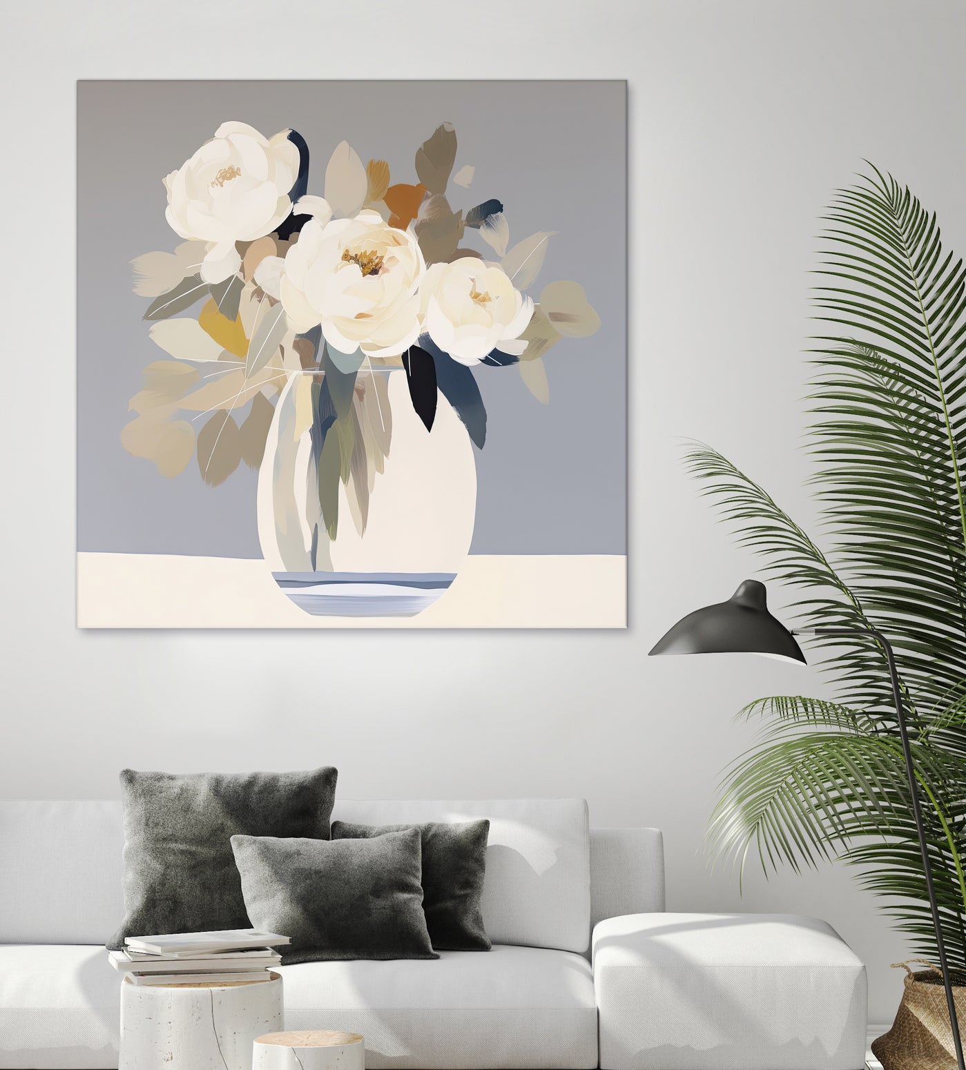 Peonies in a Glass Vase by Bella Eve on GIANT ART - flowers and plants modern floral art