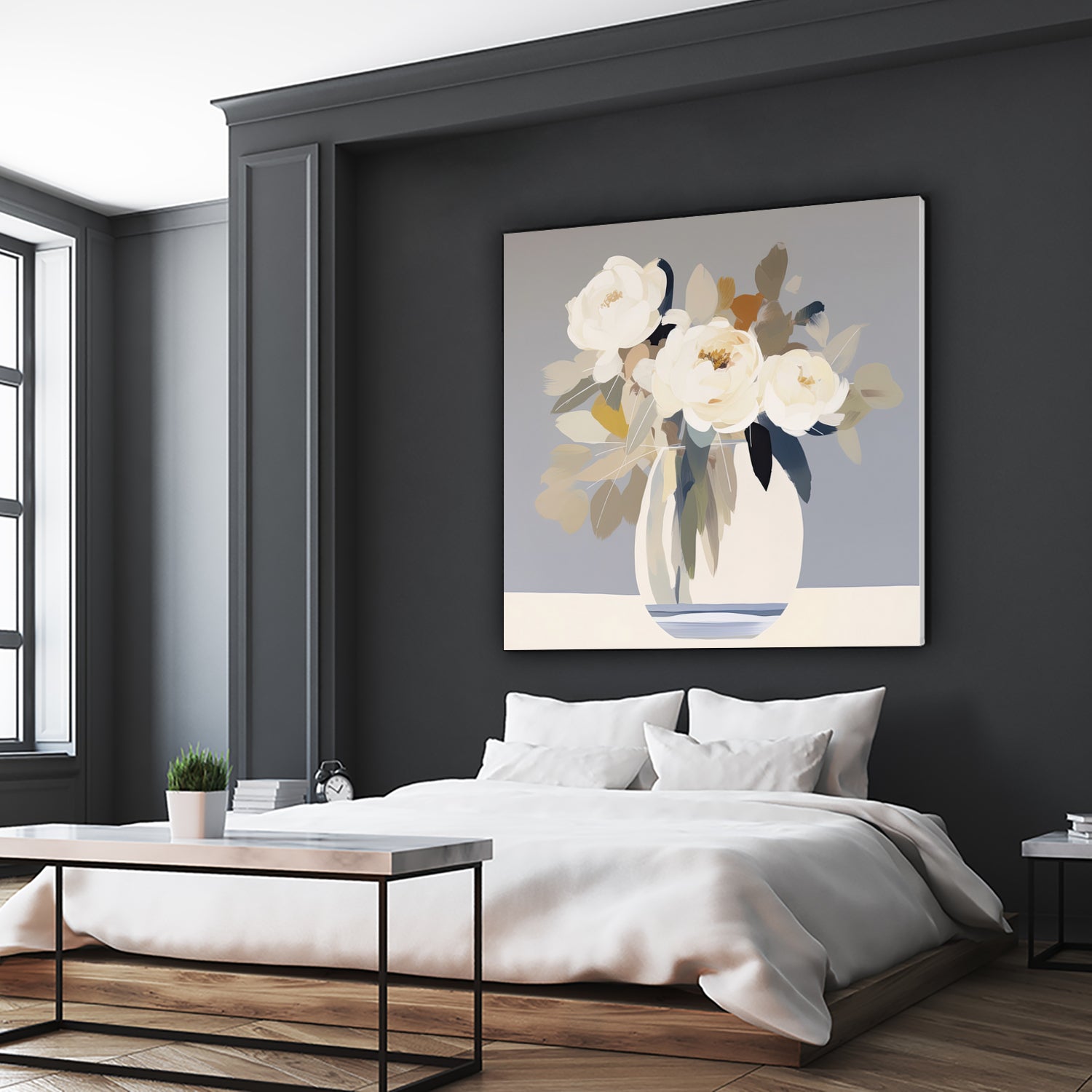 Peonies in a Glass Vase by Bella Eve on GIANT ART - flowers and plants modern floral art