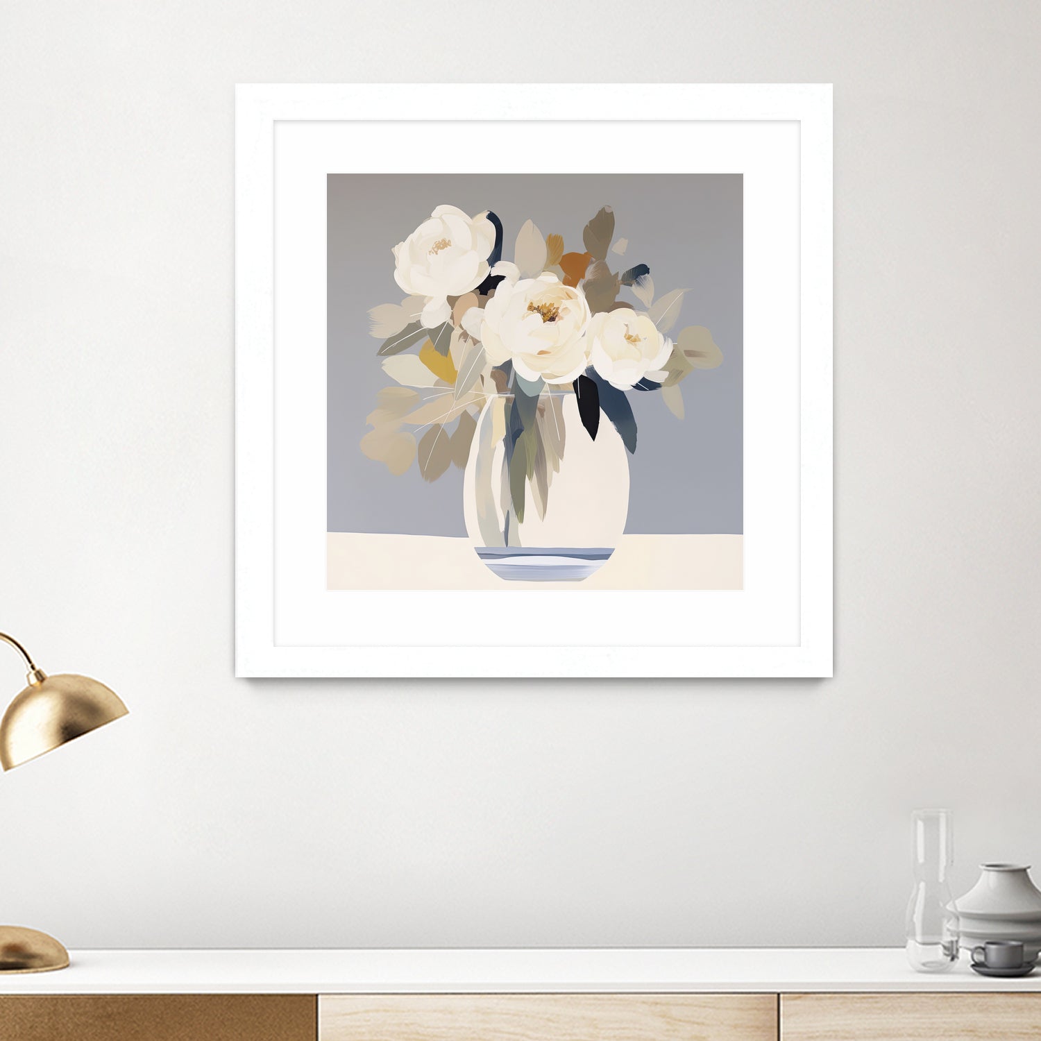 Peonies in a Glass Vase by Bella Eve on GIANT ART - flowers and plants modern floral art