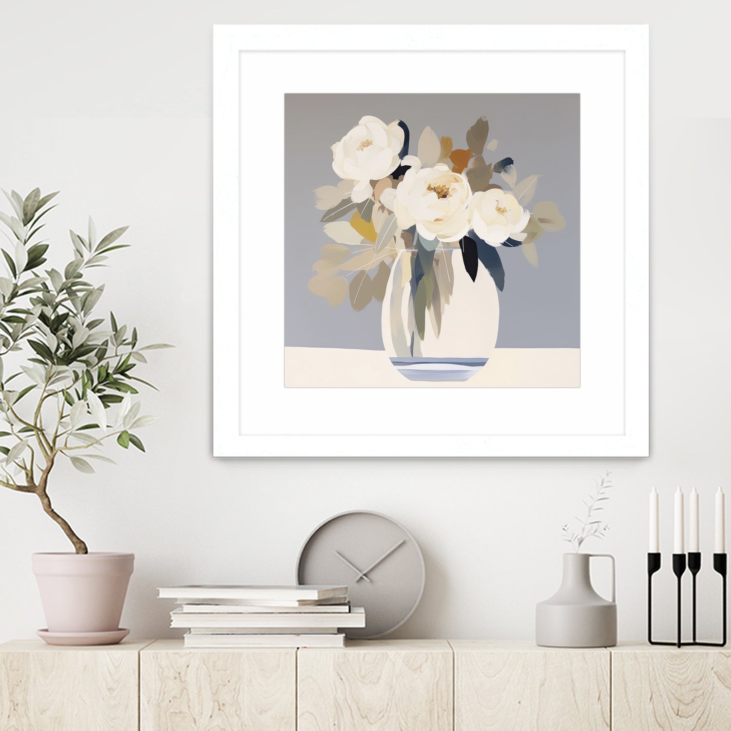 Peonies in a Glass Vase by Bella Eve on GIANT ART - flowers and plants modern floral art
