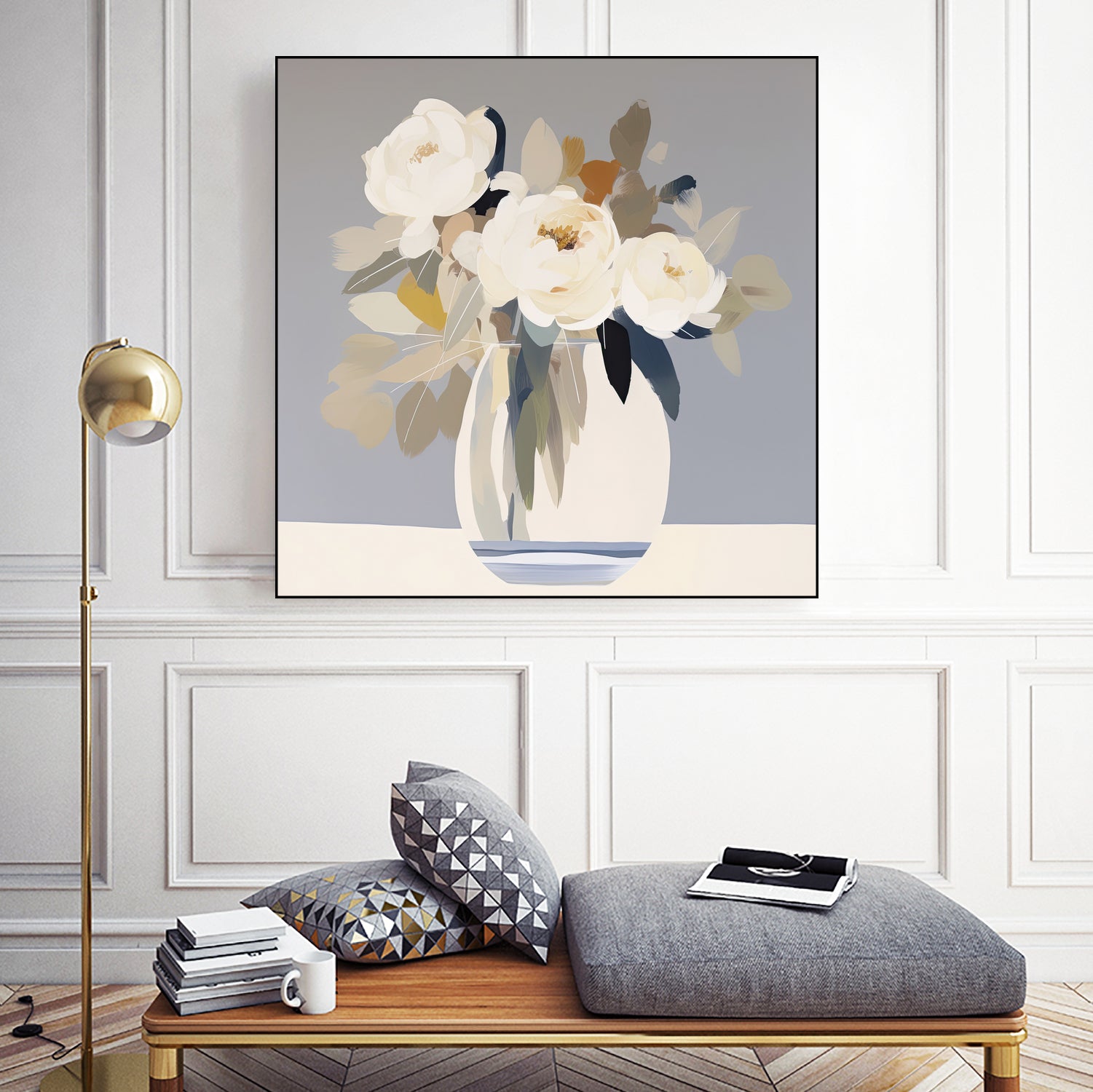 Peonies in a Glass Vase by Bella Eve on GIANT ART - flowers and plants modern floral art