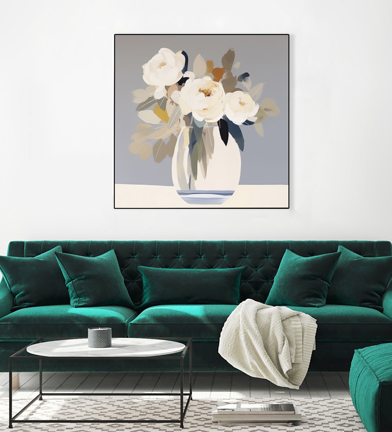 Peonies in a Glass Vase by Bella Eve on GIANT ART - flowers and plants modern floral art