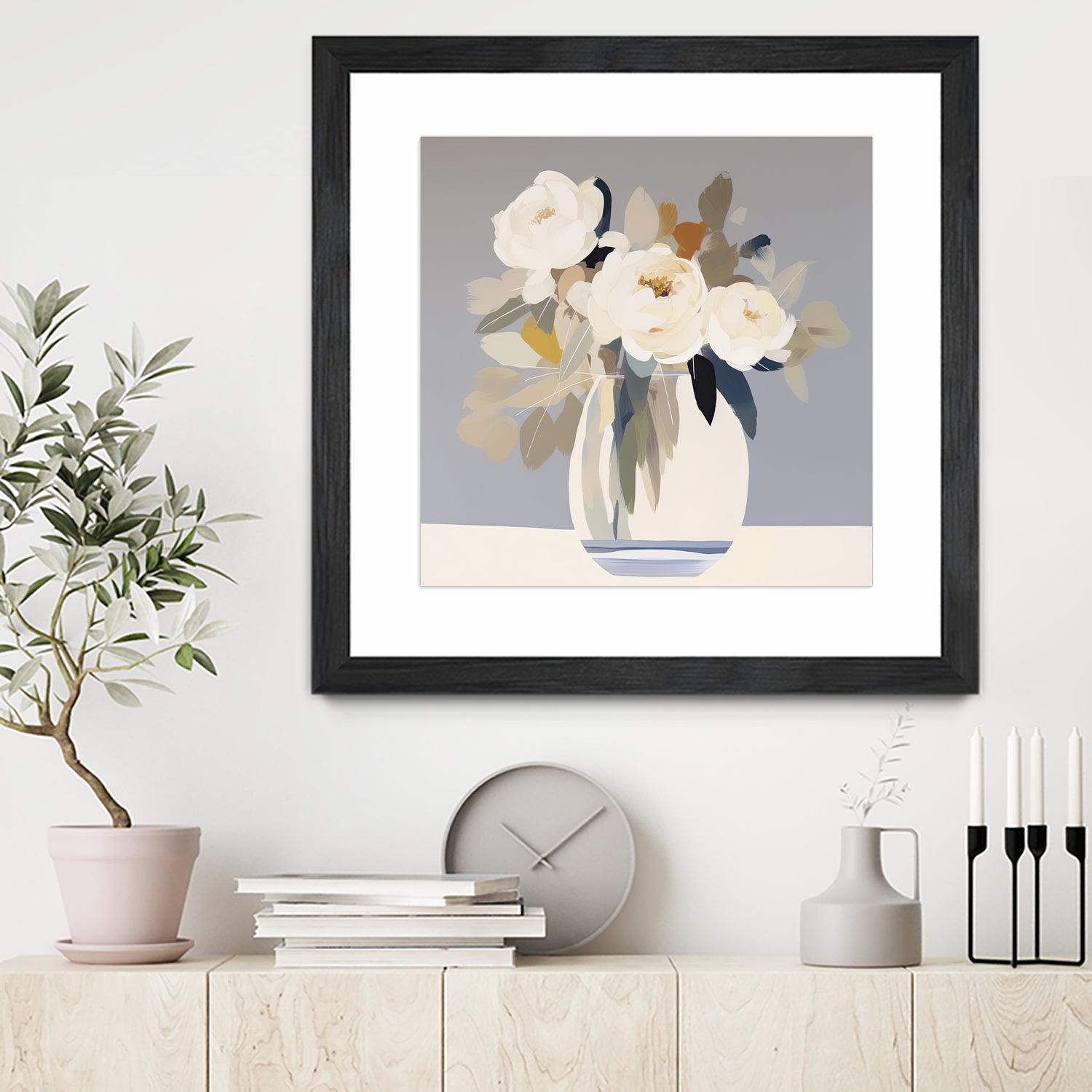 Peonies in a Glass Vase by Bella Eve on GIANT ART - flowers and plants modern floral art