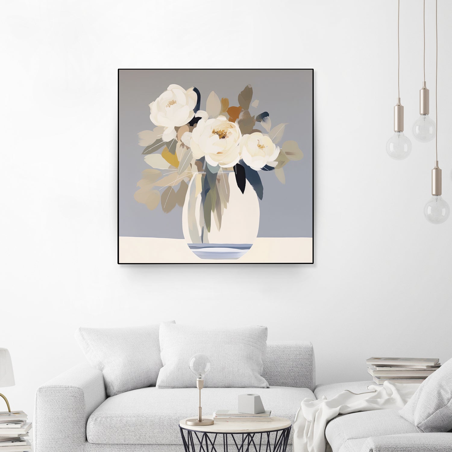 Peonies in a Glass Vase by Bella Eve on GIANT ART - flowers and plants modern floral art