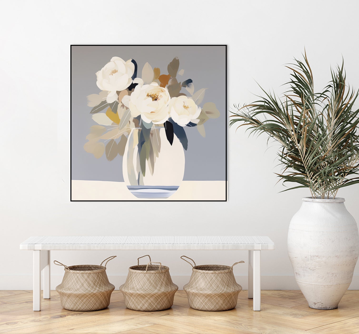 Peonies in a Glass Vase by Bella Eve on GIANT ART - flowers and plants modern floral art