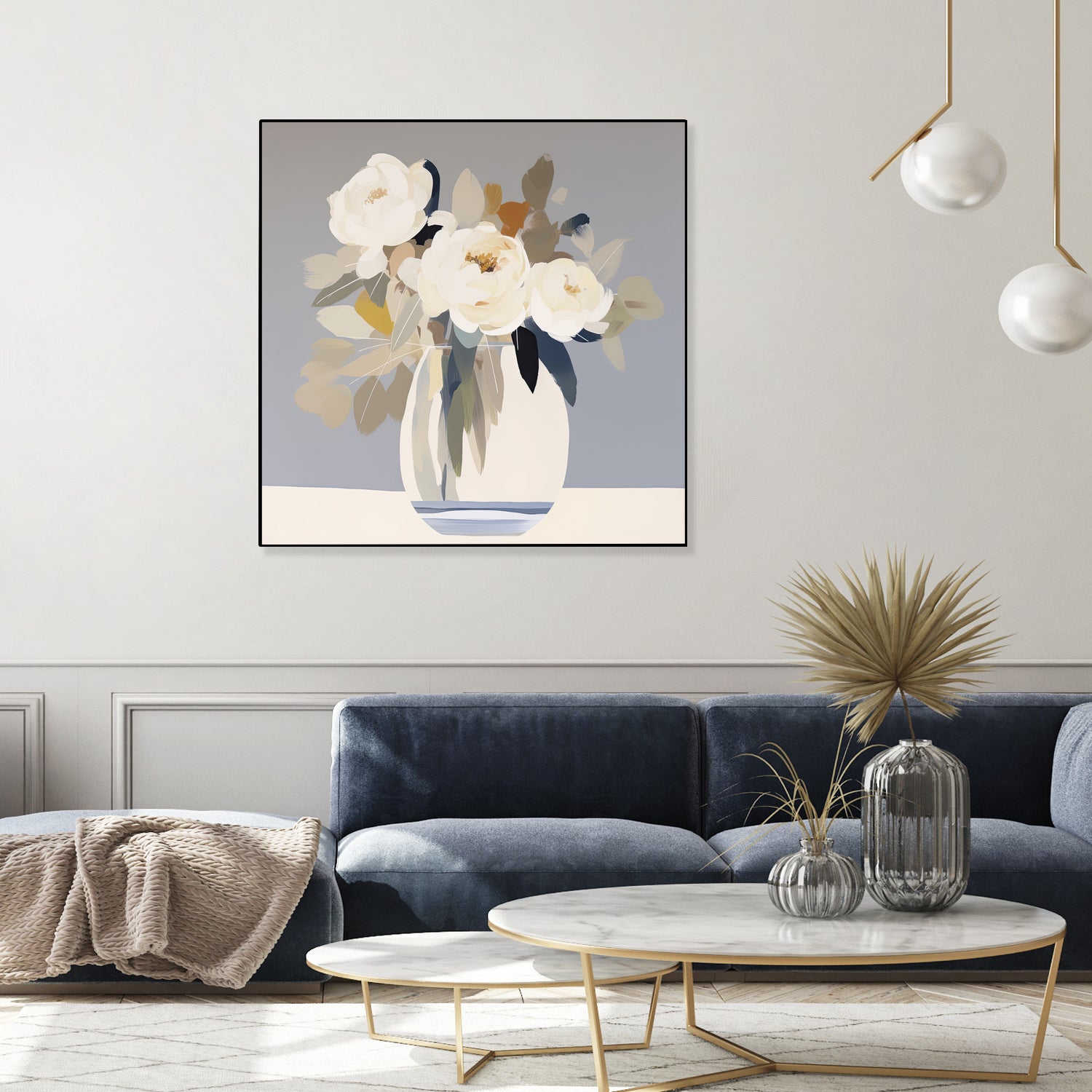 Peonies in a Glass Vase by Bella Eve on GIANT ART - flowers and plants modern floral art