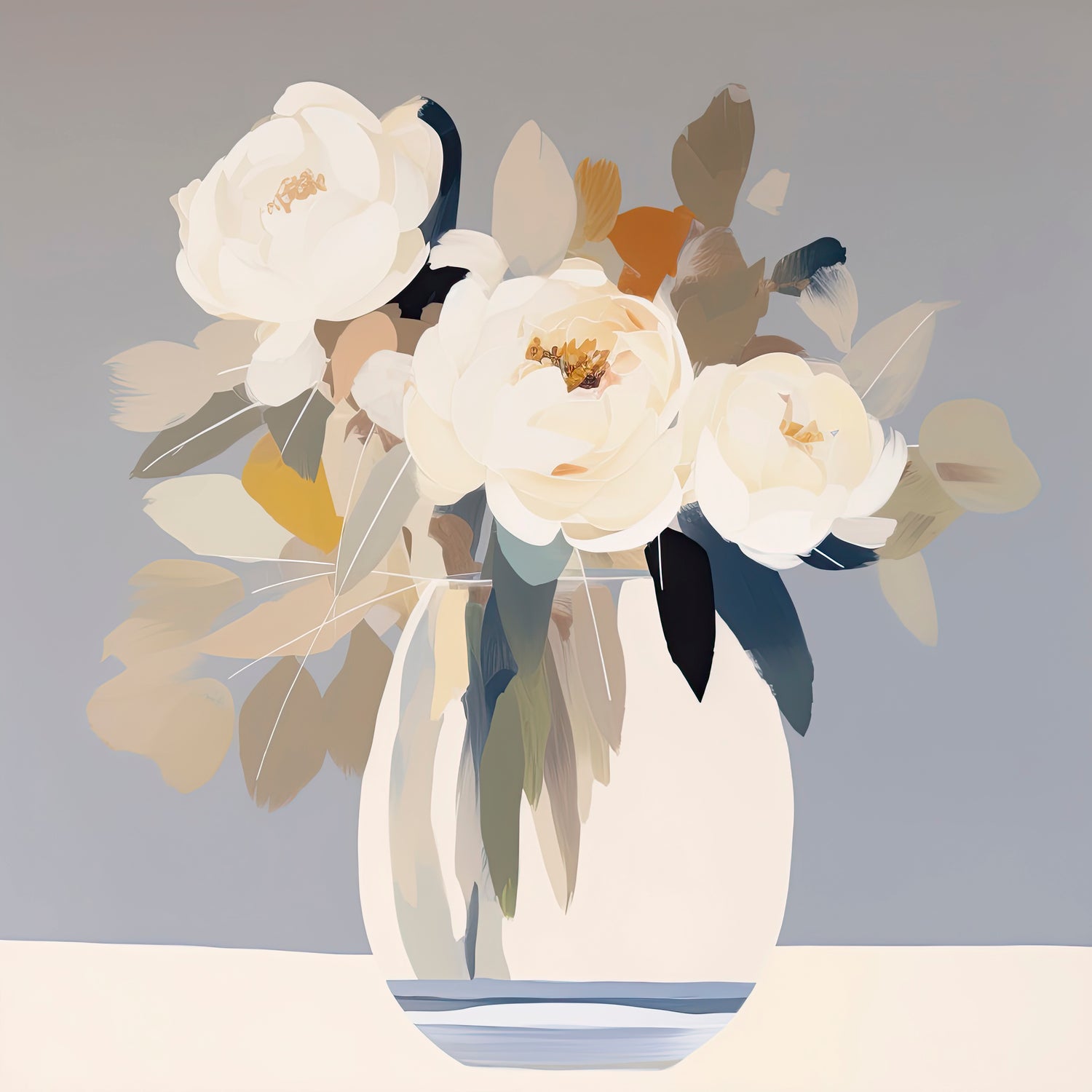 Peonies in a Glass Vase by Bella Eve on GIANT ART - flowers and plants modern floral art