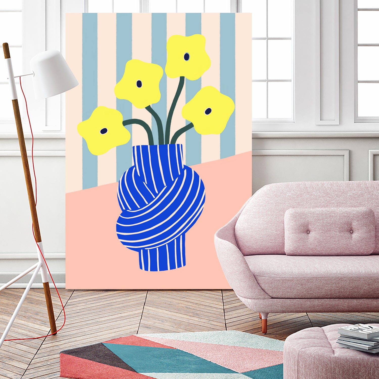 Flowers in Blue Knotted Vase by Maren Gross on GIANT ART - potted flower flowers and plants potted flower